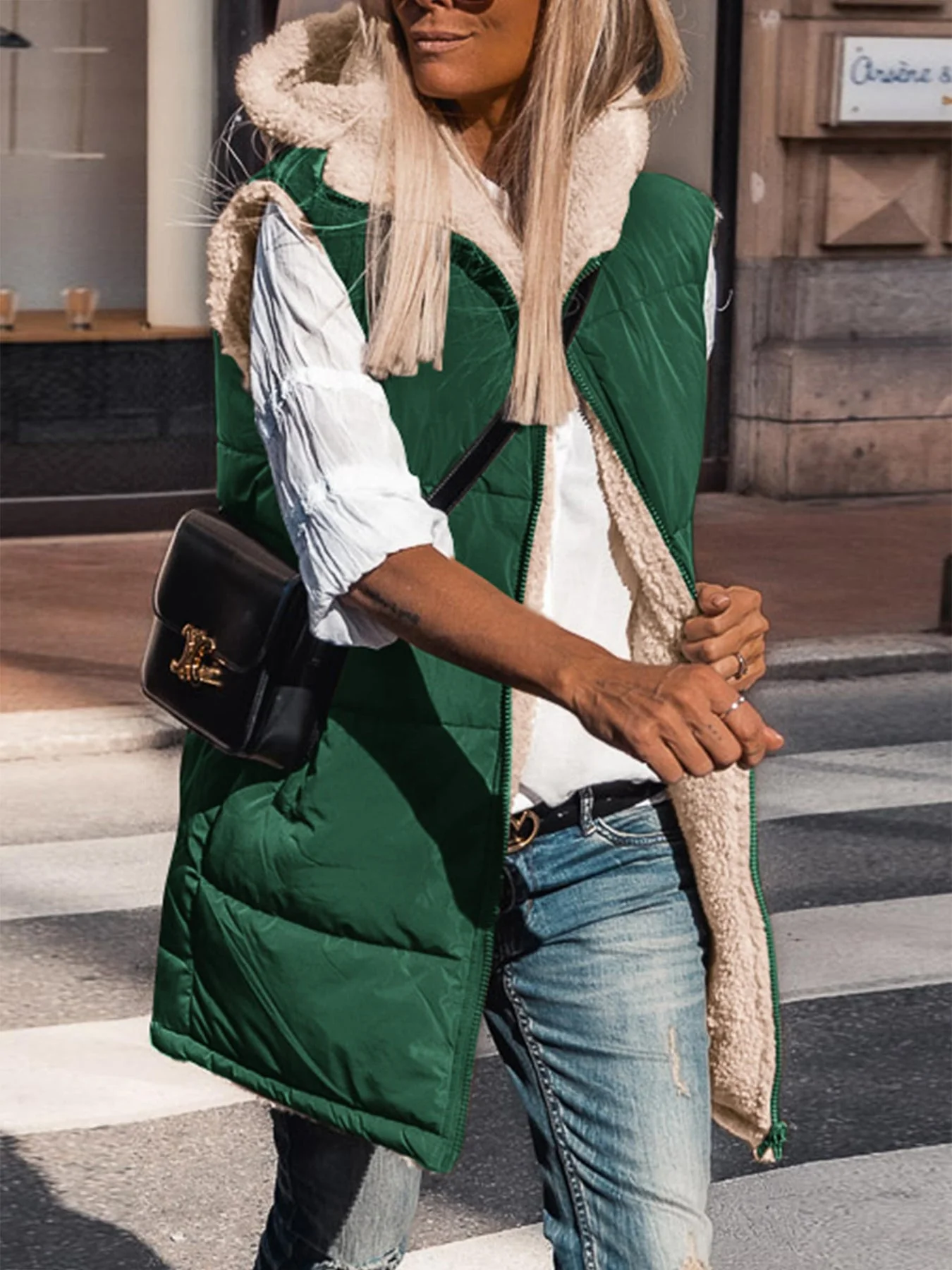 PRETTYGARDEN Womens Fall Reversible Vests Sleeveless Fleece Jacket Zip Up Hoodie Pockets Long Warm Winter Coat Outerwear - Image 24