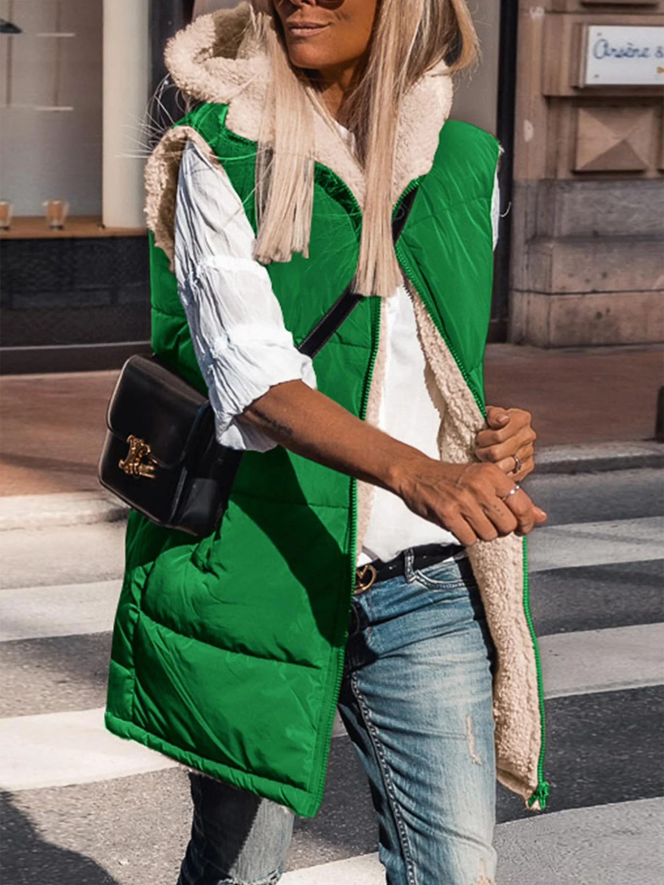 PRETTYGARDEN Womens Fall Reversible Vests Sleeveless Fleece Jacket Zip Up Hoodie Pockets Long Warm Winter Coat Outerwear - Image 27