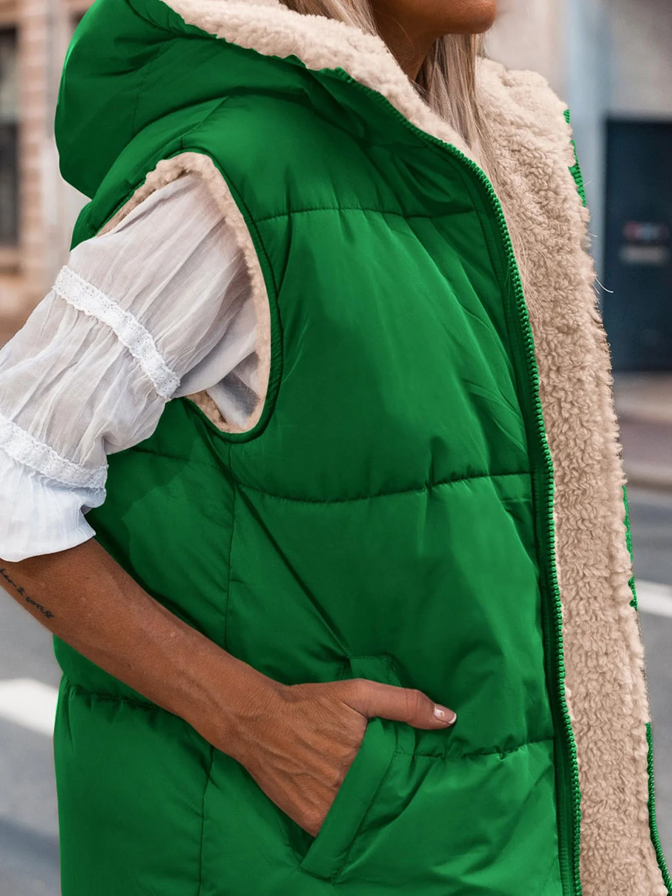 PRETTYGARDEN Womens Fall Reversible Vests Sleeveless Fleece Jacket Zip Up Hoodie Pockets Long Warm Winter Coat Outerwear - Image 28