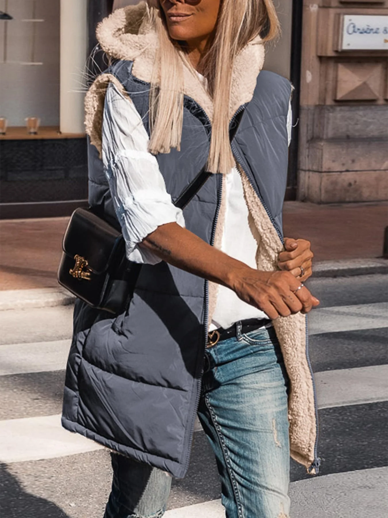 PRETTYGARDEN Womens Fall Reversible Vests Sleeveless Fleece Jacket Zip Up Hoodie Pockets Long Warm Winter Coat Outerwear - Image 30