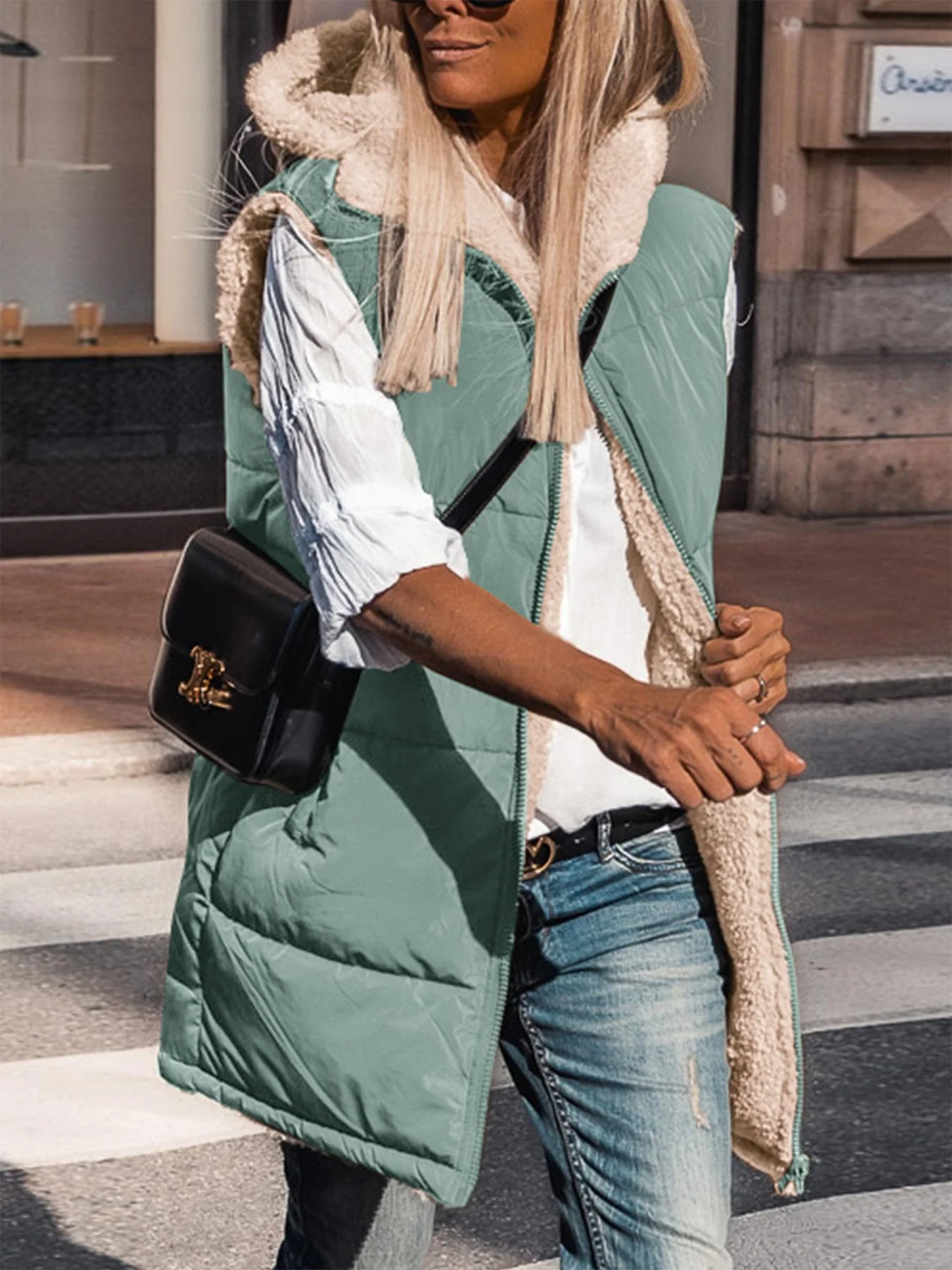 PRETTYGARDEN Womens Fall Reversible Vests Sleeveless Fleece Jacket Zip Up Hoodie Pockets Long Warm Winter Coat Outerwear - Image 33