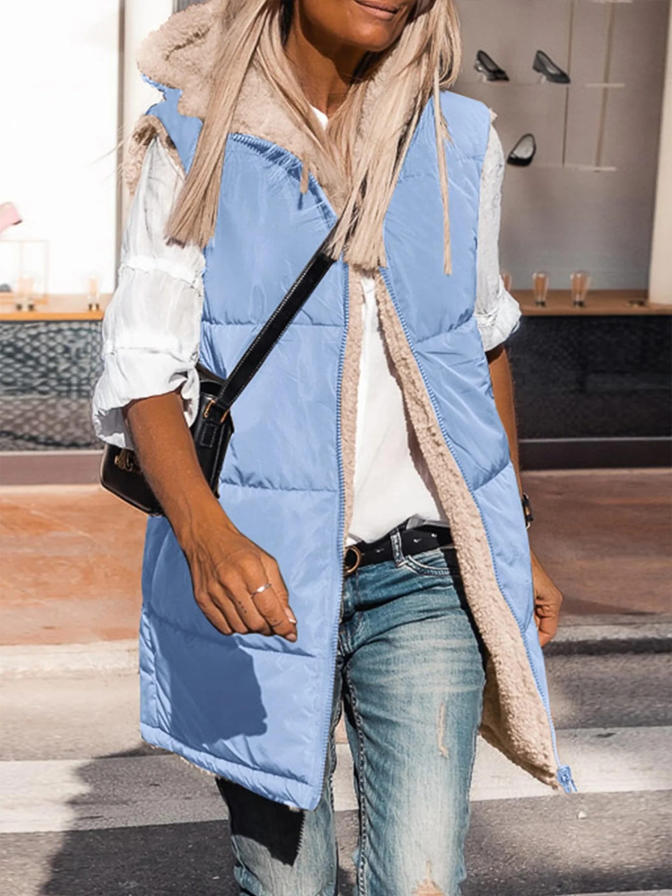 PRETTYGARDEN Womens Fall Reversible Vests Sleeveless Fleece Jacket Zip Up Hoodie Pockets Long Warm Winter Coat Outerwear - Image 35