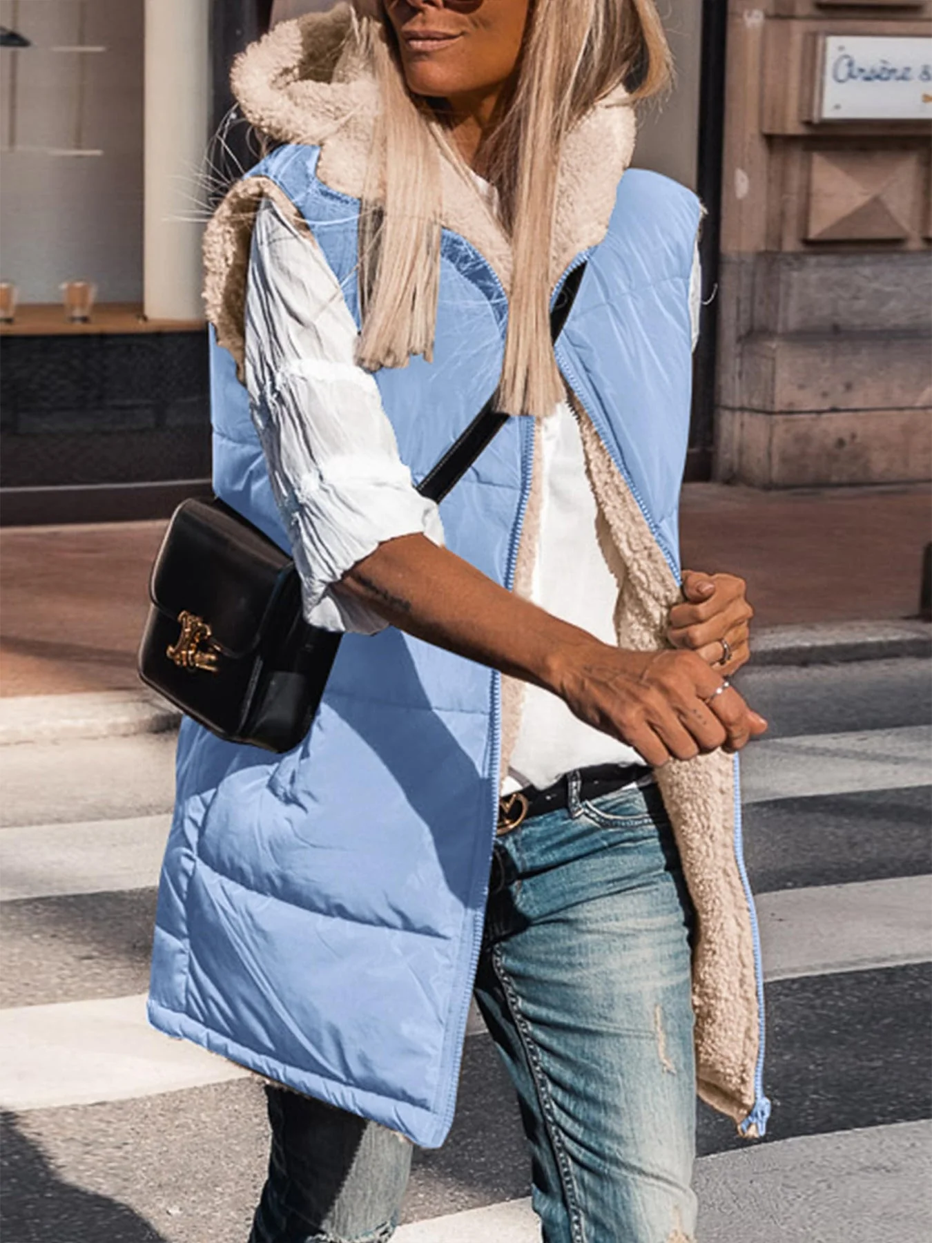 PRETTYGARDEN Womens Fall Reversible Vests Sleeveless Fleece Jacket Zip Up Hoodie Pockets Long Warm Winter Coat Outerwear - Image 36