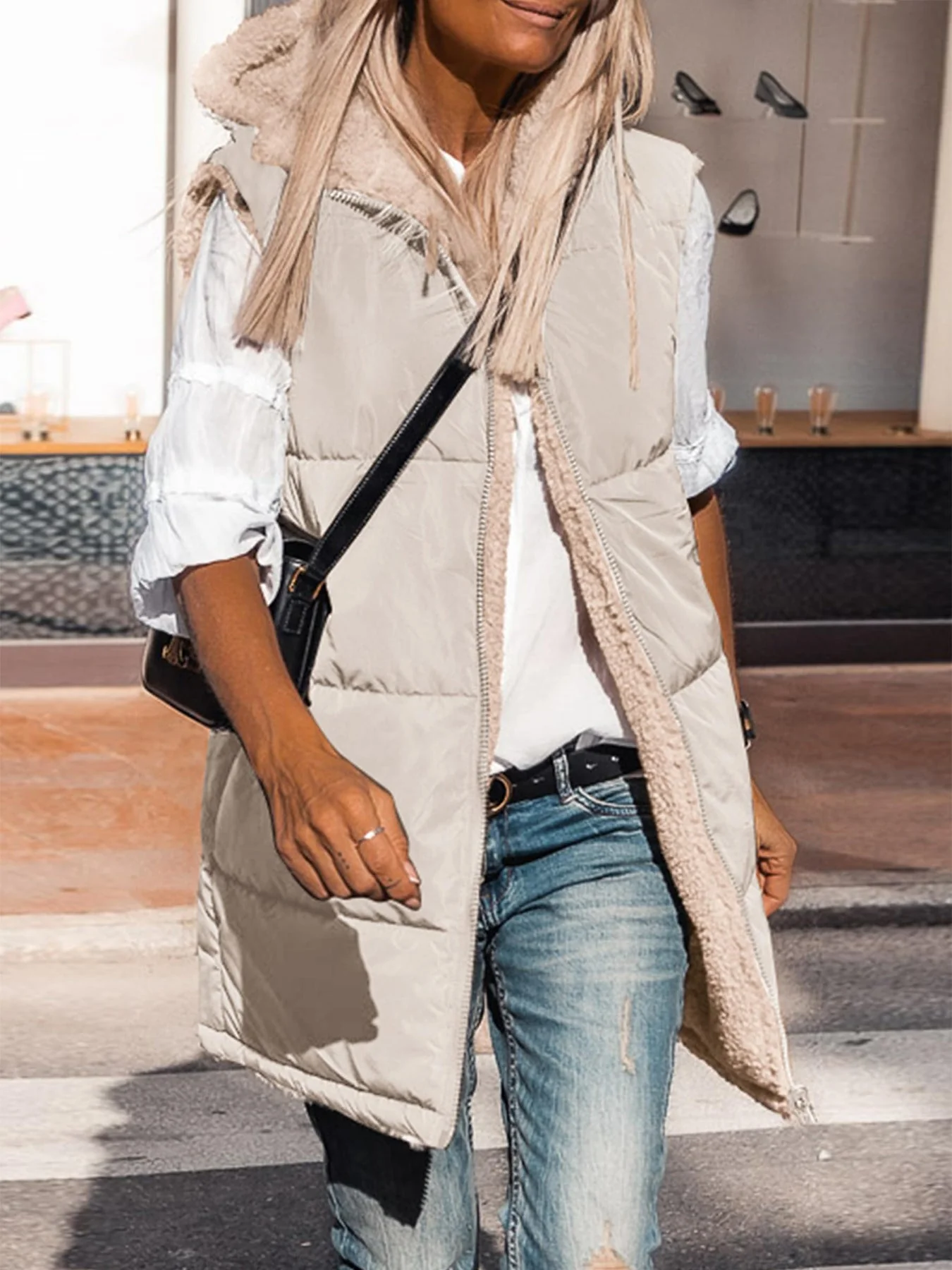 PRETTYGARDEN Womens Fall Reversible Vests Sleeveless Fleece Jacket Zip Up Hoodie Pockets Long Warm Winter Coat Outerwear - Image 38