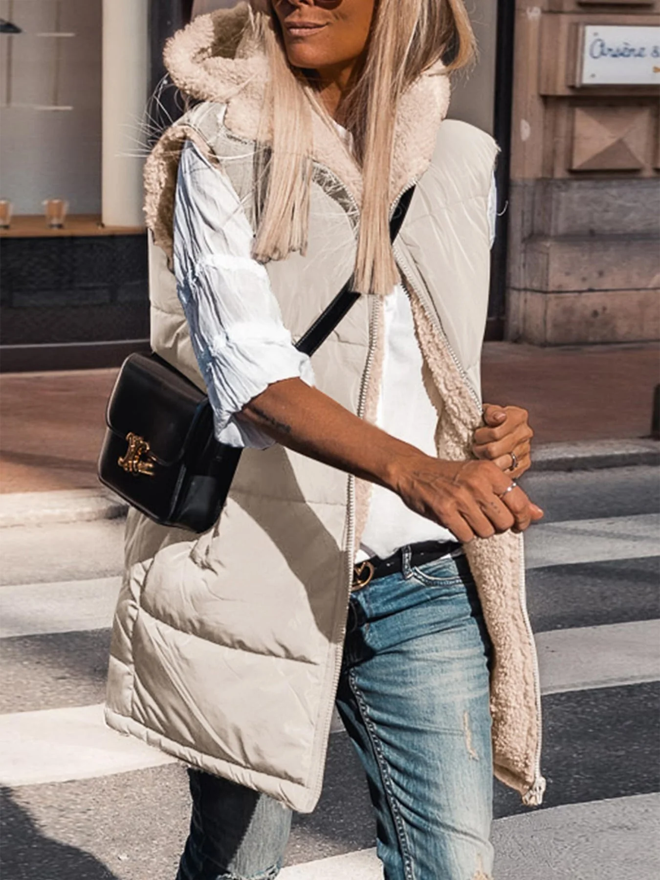 PRETTYGARDEN Womens Fall Reversible Vests Sleeveless Fleece Jacket Zip Up Hoodie Pockets Long Warm Winter Coat Outerwear - Image 39