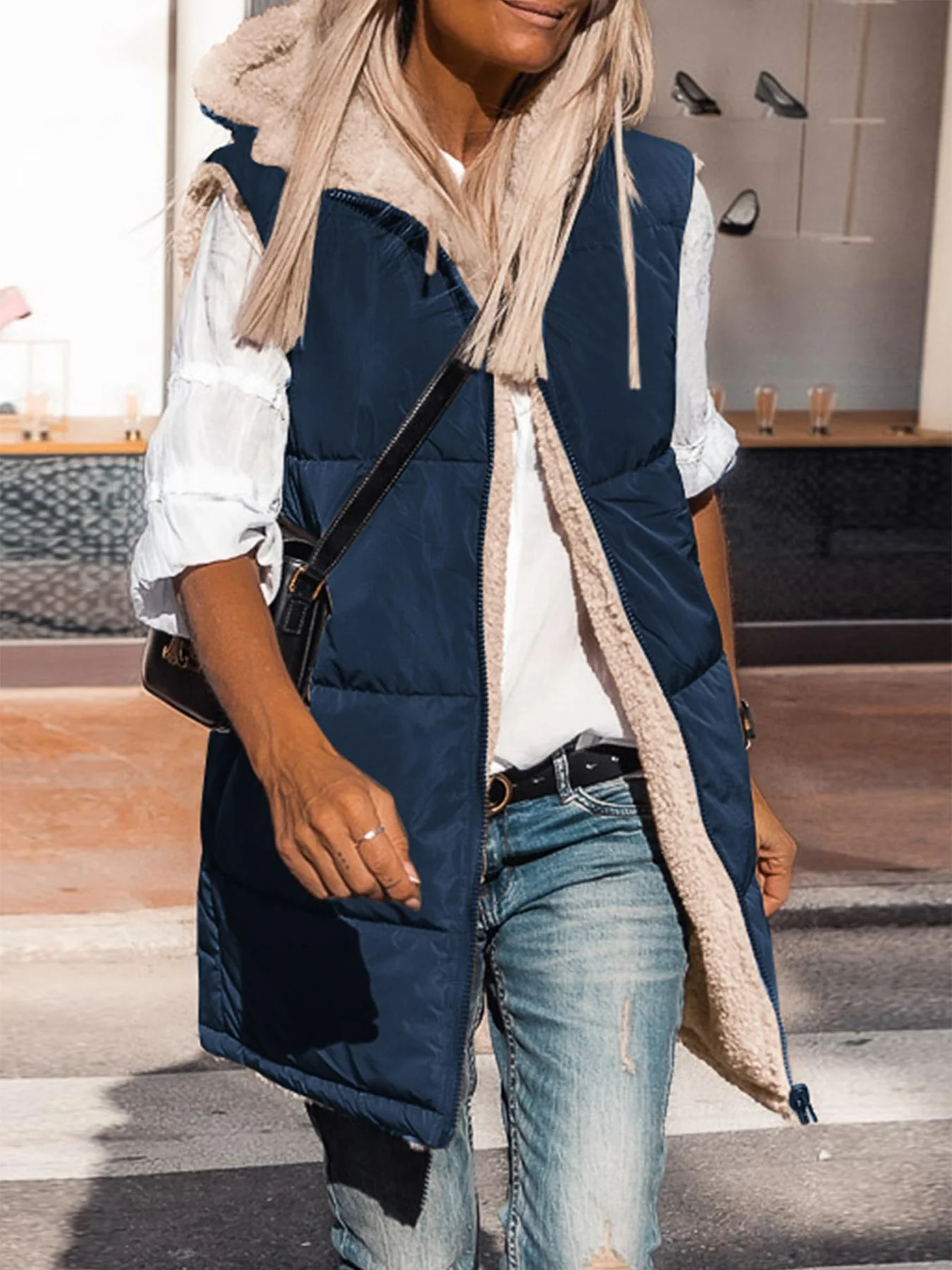 PRETTYGARDEN Womens Fall Reversible Vests Sleeveless Fleece Jacket Zip Up Hoodie Pockets Long Warm Winter Coat Outerwear - Image 41