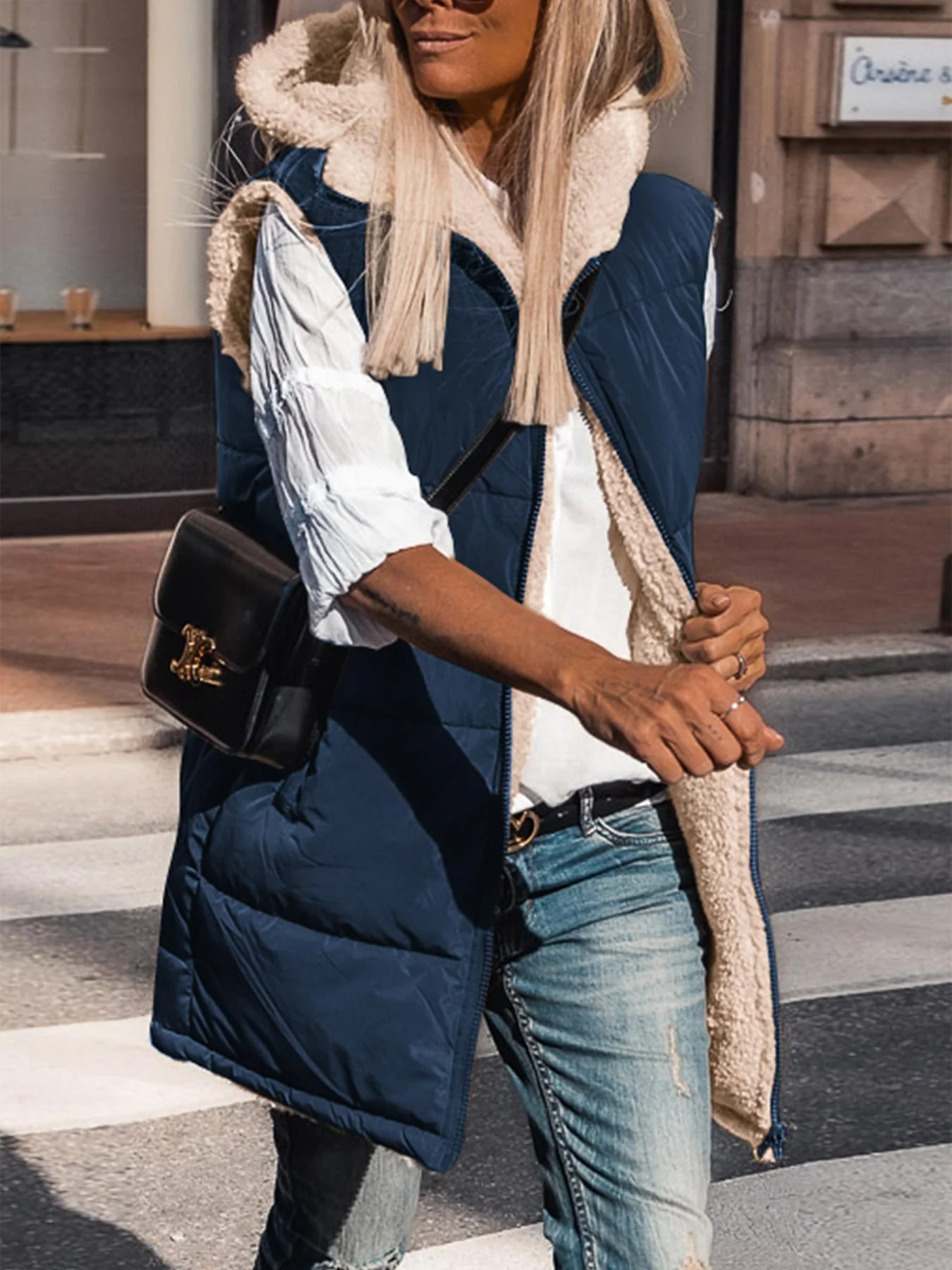 PRETTYGARDEN Womens Fall Reversible Vests Sleeveless Fleece Jacket Zip Up Hoodie Pockets Long Warm Winter Coat Outerwear - Image 42