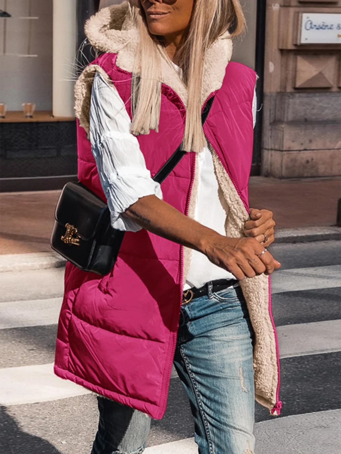 PRETTYGARDEN Womens Fall Reversible Vests Sleeveless Fleece Jacket Zip Up Hoodie Pockets Long Warm Winter Coat Outerwear - Image 46