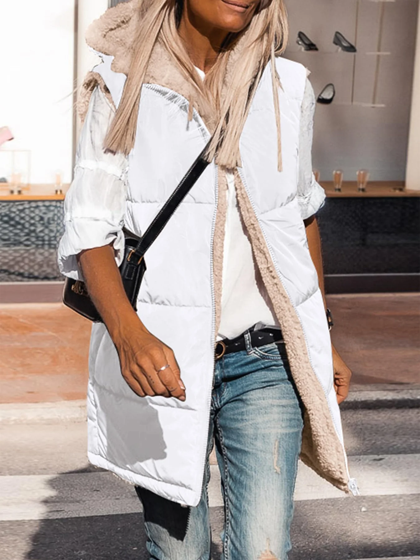 PRETTYGARDEN Womens Fall Reversible Vests Sleeveless Fleece Jacket Zip Up Hoodie Pockets Long Warm Winter Coat Outerwear - Image 48