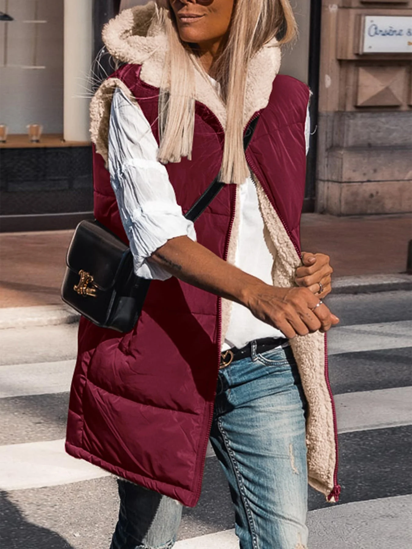 PRETTYGARDEN Womens Fall Reversible Vests Sleeveless Fleece Jacket Zip Up Hoodie Pockets Long Warm Winter Coat Outerwear - Image 52