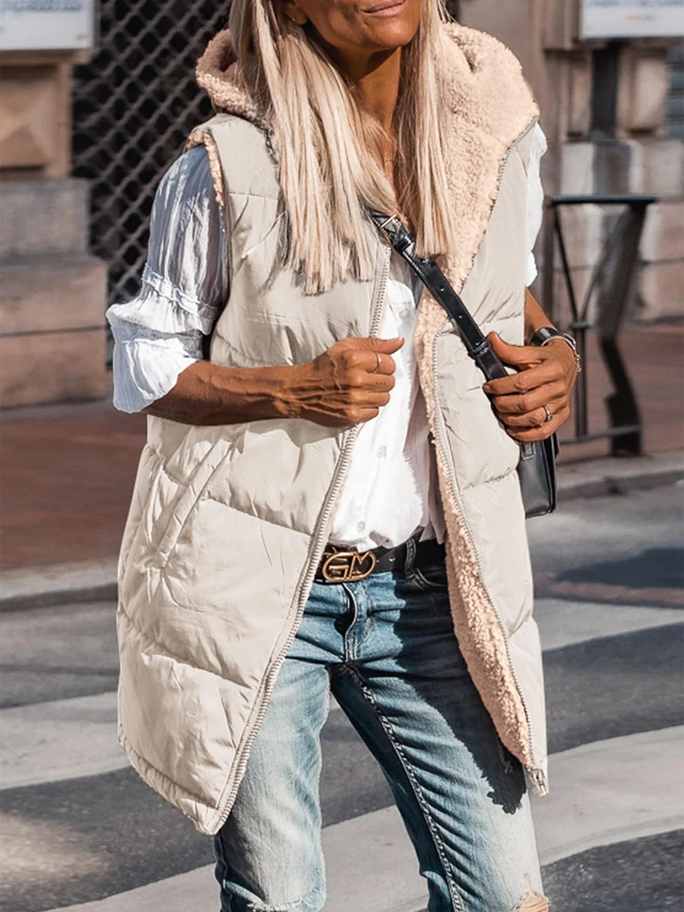 PRETTYGARDEN Womens Fall Reversible Vests Sleeveless Fleece Jacket Zip Up Hoodie Pockets Long Warm Winter Coat Outerwear - Image 54