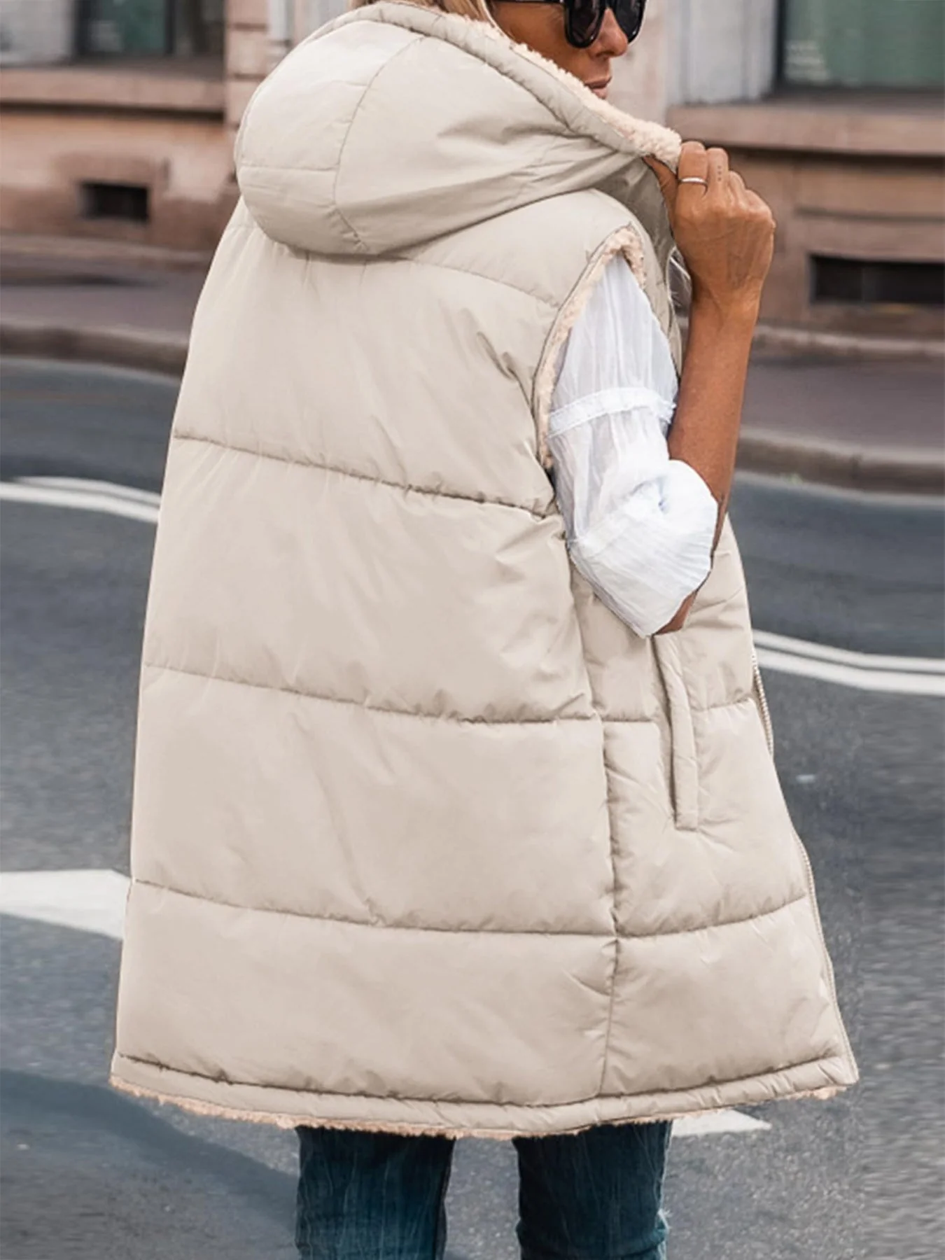 PRETTYGARDEN Womens Fall Reversible Vests Sleeveless Fleece Jacket Zip Up Hoodie Pockets Long Warm Winter Coat Outerwear - Image 55