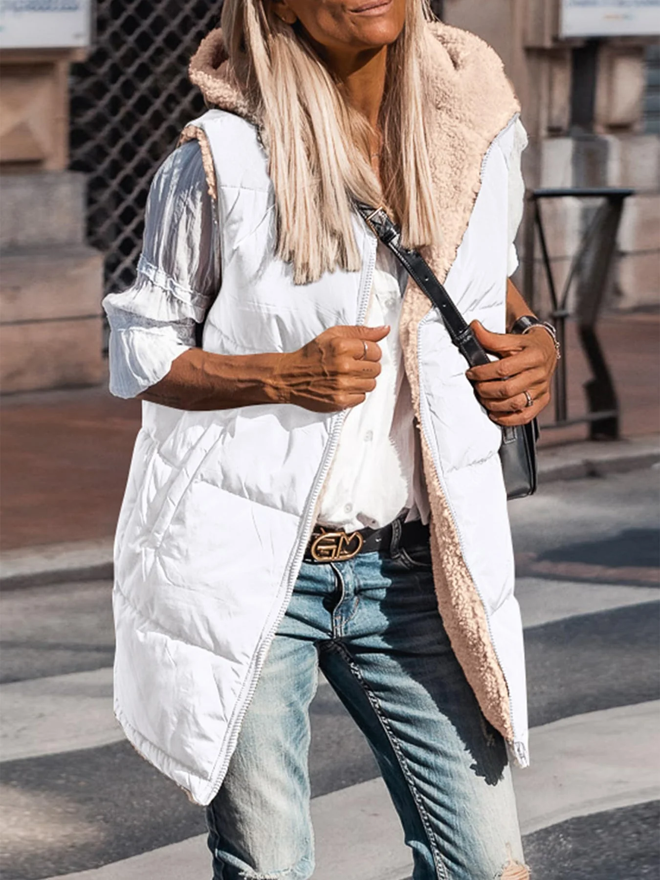 PRETTYGARDEN Womens Fall Reversible Vests Sleeveless Fleece Jacket Zip Up Hoodie Pockets Long Warm Winter Coat Outerwear - Image 56