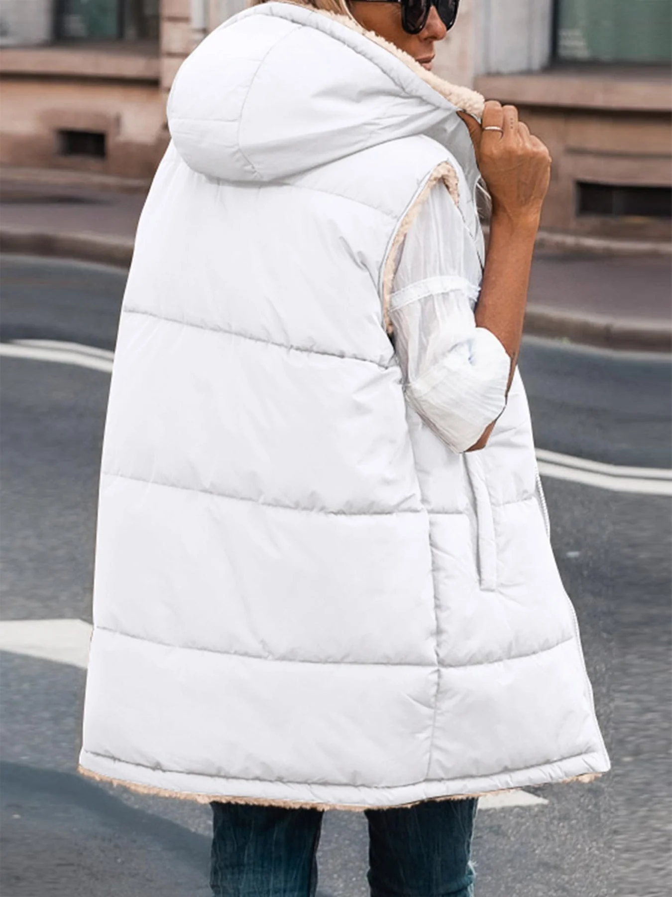 PRETTYGARDEN Womens Fall Reversible Vests Sleeveless Fleece Jacket Zip Up Hoodie Pockets Long Warm Winter Coat Outerwear - Image 57