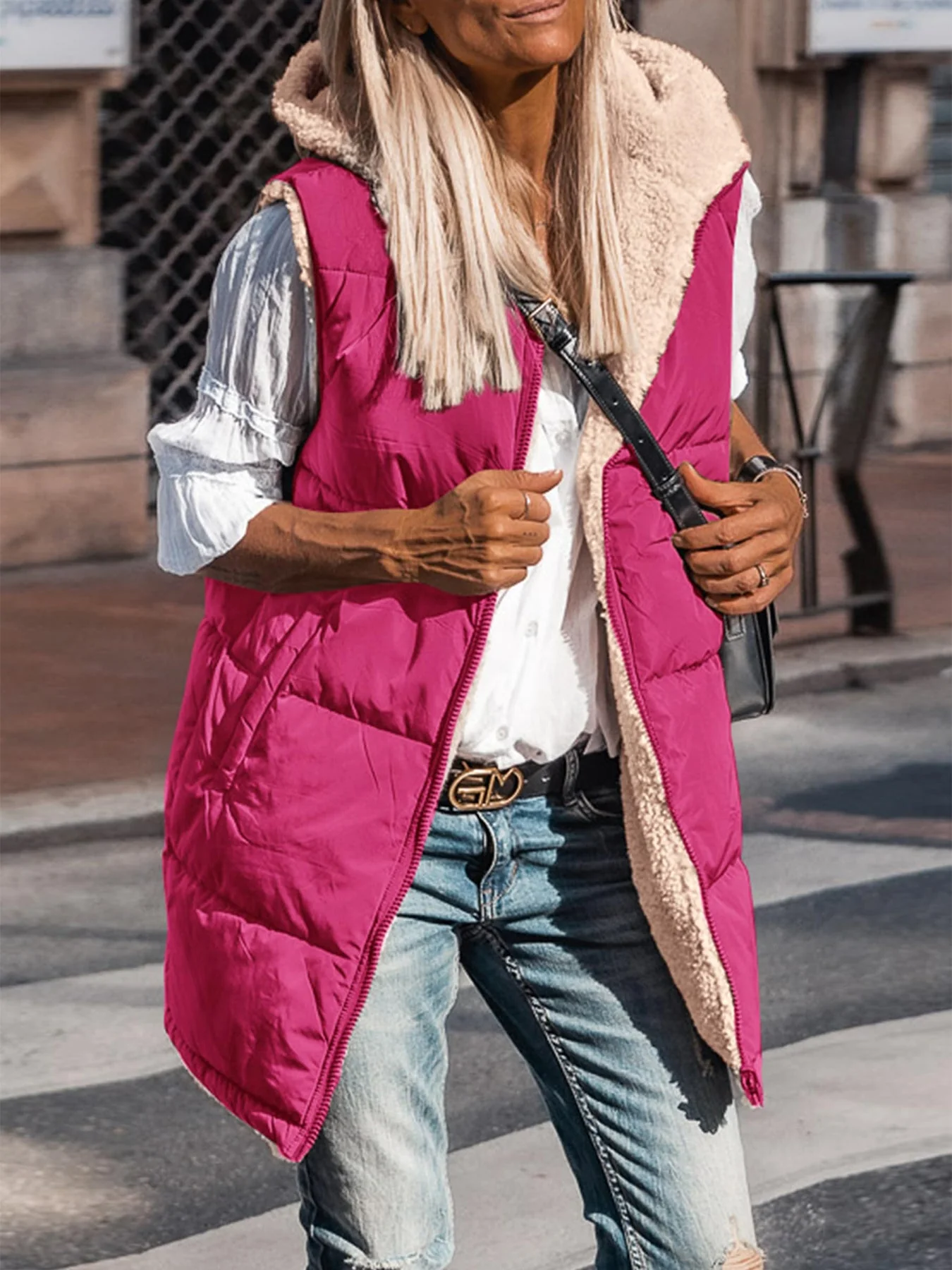 PRETTYGARDEN Womens Fall Reversible Vests Sleeveless Fleece Jacket Zip Up Hoodie Pockets Long Warm Winter Coat Outerwear - Image 58