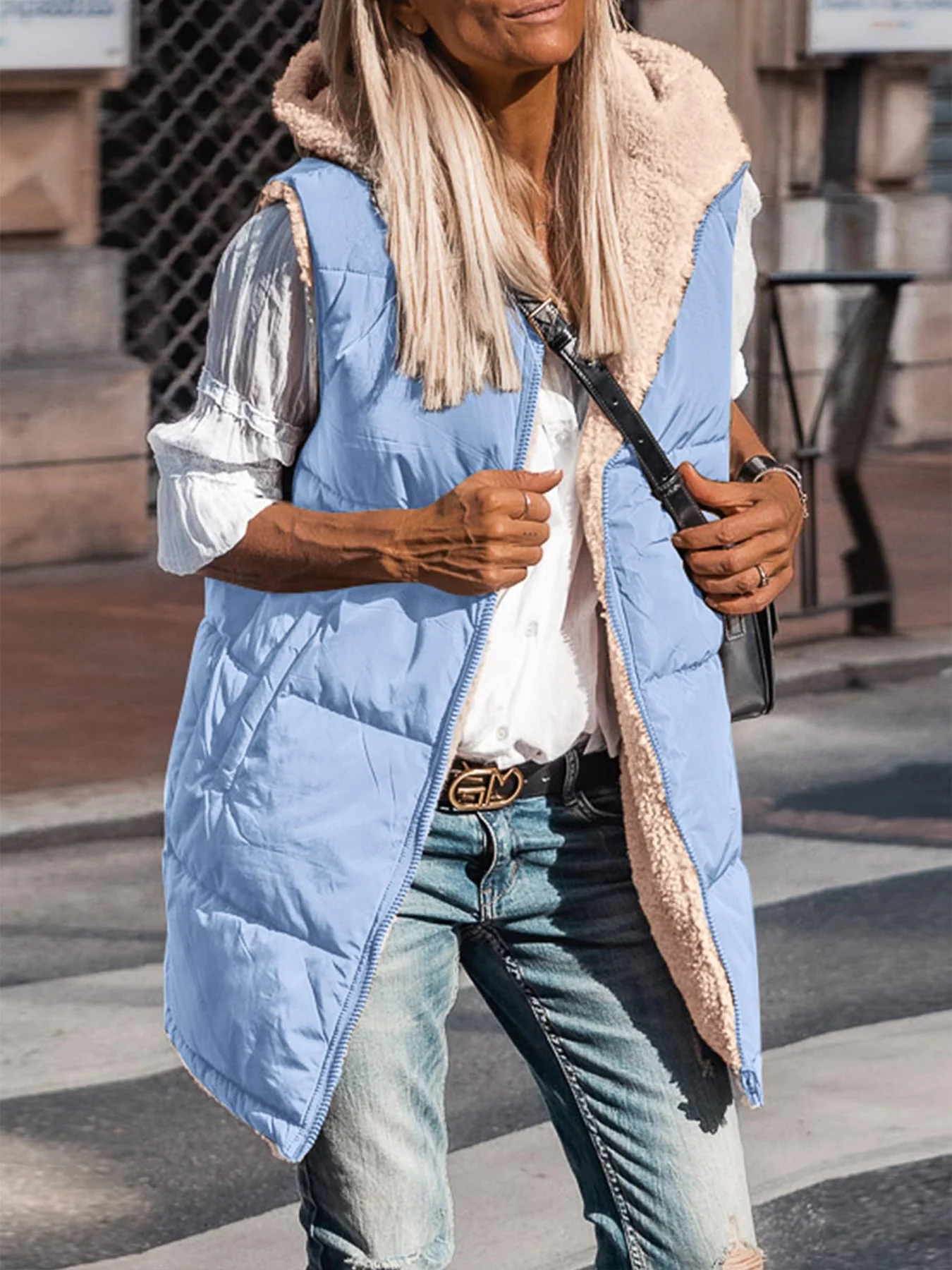 PRETTYGARDEN Womens Fall Reversible Vests Sleeveless Fleece Jacket Zip Up Hoodie Pockets Long Warm Winter Coat Outerwear - Image 61