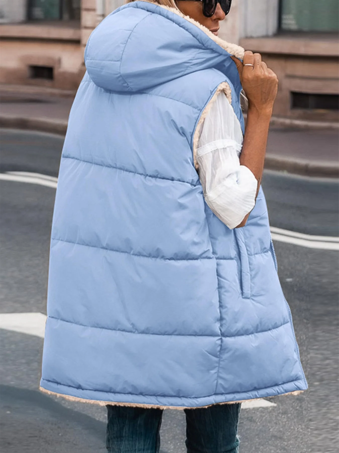 PRETTYGARDEN Womens Fall Reversible Vests Sleeveless Fleece Jacket Zip Up Hoodie Pockets Long Warm Winter Coat Outerwear - Image 62