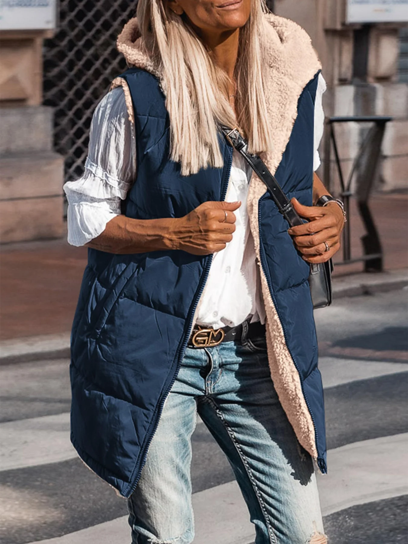 PRETTYGARDEN Womens Fall Reversible Vests Sleeveless Fleece Jacket Zip Up Hoodie Pockets Long Warm Winter Coat Outerwear - Image 63