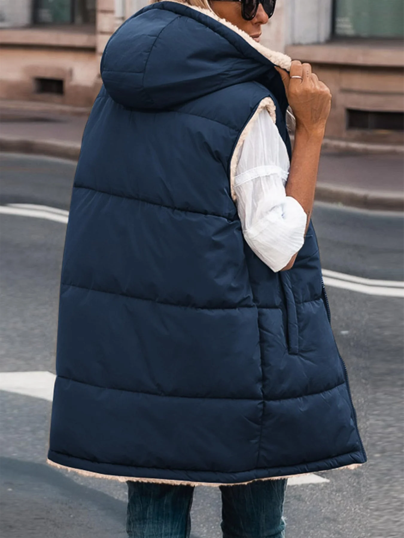 PRETTYGARDEN Womens Fall Reversible Vests Sleeveless Fleece Jacket Zip Up Hoodie Pockets Long Warm Winter Coat Outerwear - Image 64