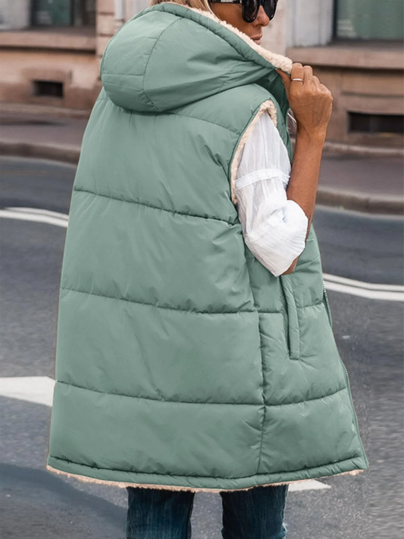 PRETTYGARDEN Womens Fall Reversible Vests Sleeveless Fleece Jacket Zip Up Hoodie Pockets Long Warm Winter Coat Outerwear - Image 71