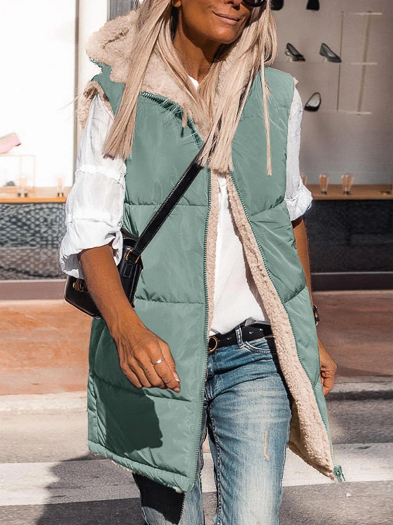 PRETTYGARDEN Womens Fall Reversible Vests Sleeveless Fleece Jacket Zip Up Hoodie Pockets Long Warm Winter Coat Outerwear - Image 72