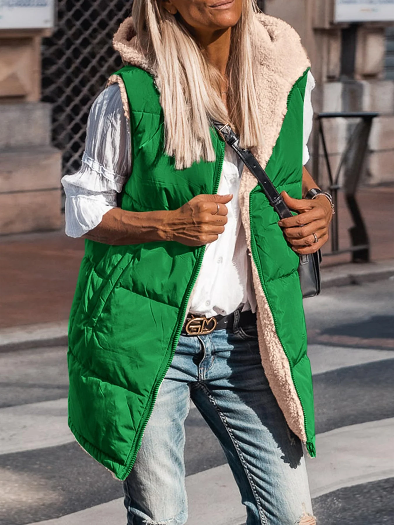 PRETTYGARDEN Womens Fall Reversible Vests Sleeveless Fleece Jacket Zip Up Hoodie Pockets Long Warm Winter Coat Outerwear - Image 74