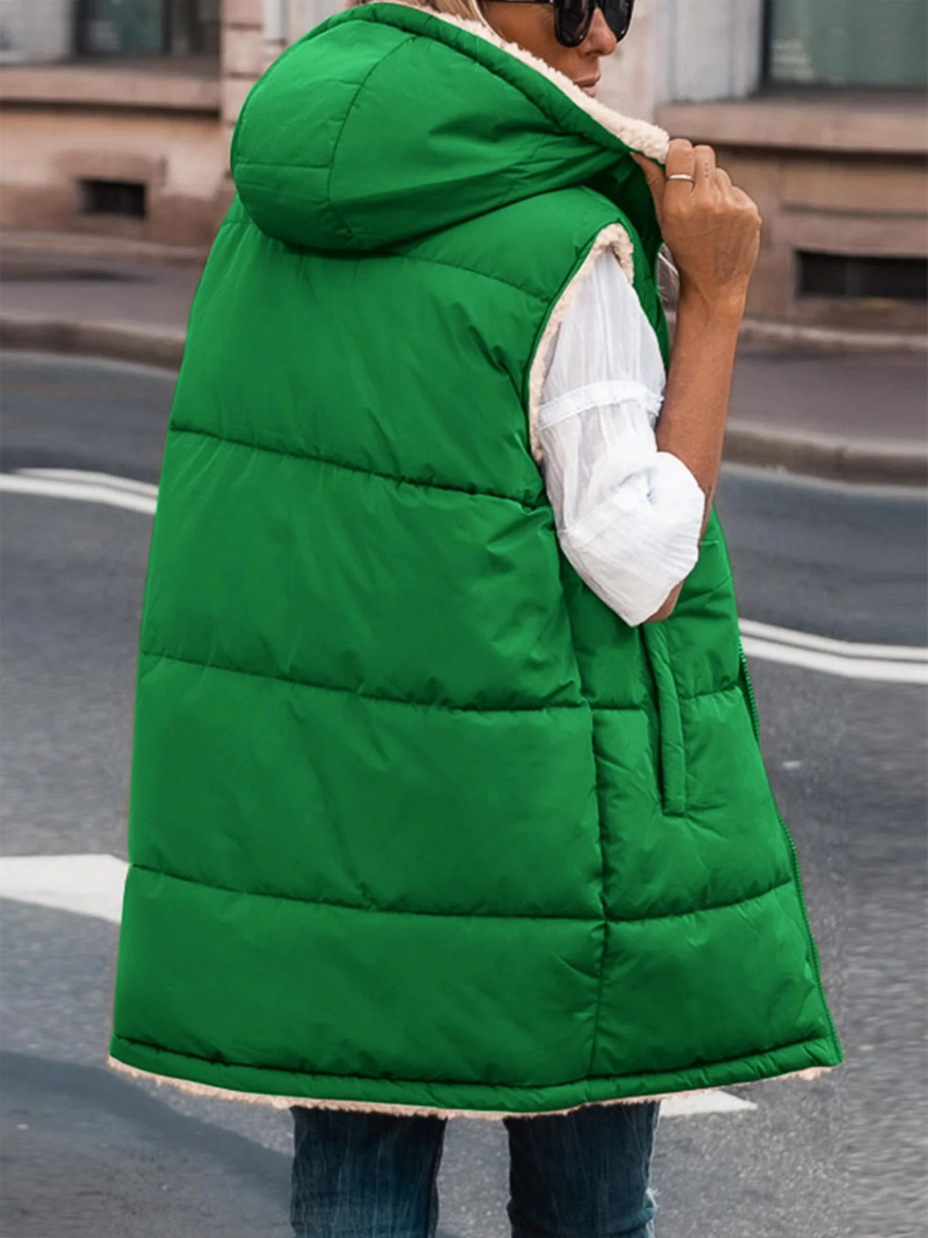 PRETTYGARDEN Womens Fall Reversible Vests Sleeveless Fleece Jacket Zip Up Hoodie Pockets Long Warm Winter Coat Outerwear - Image 75