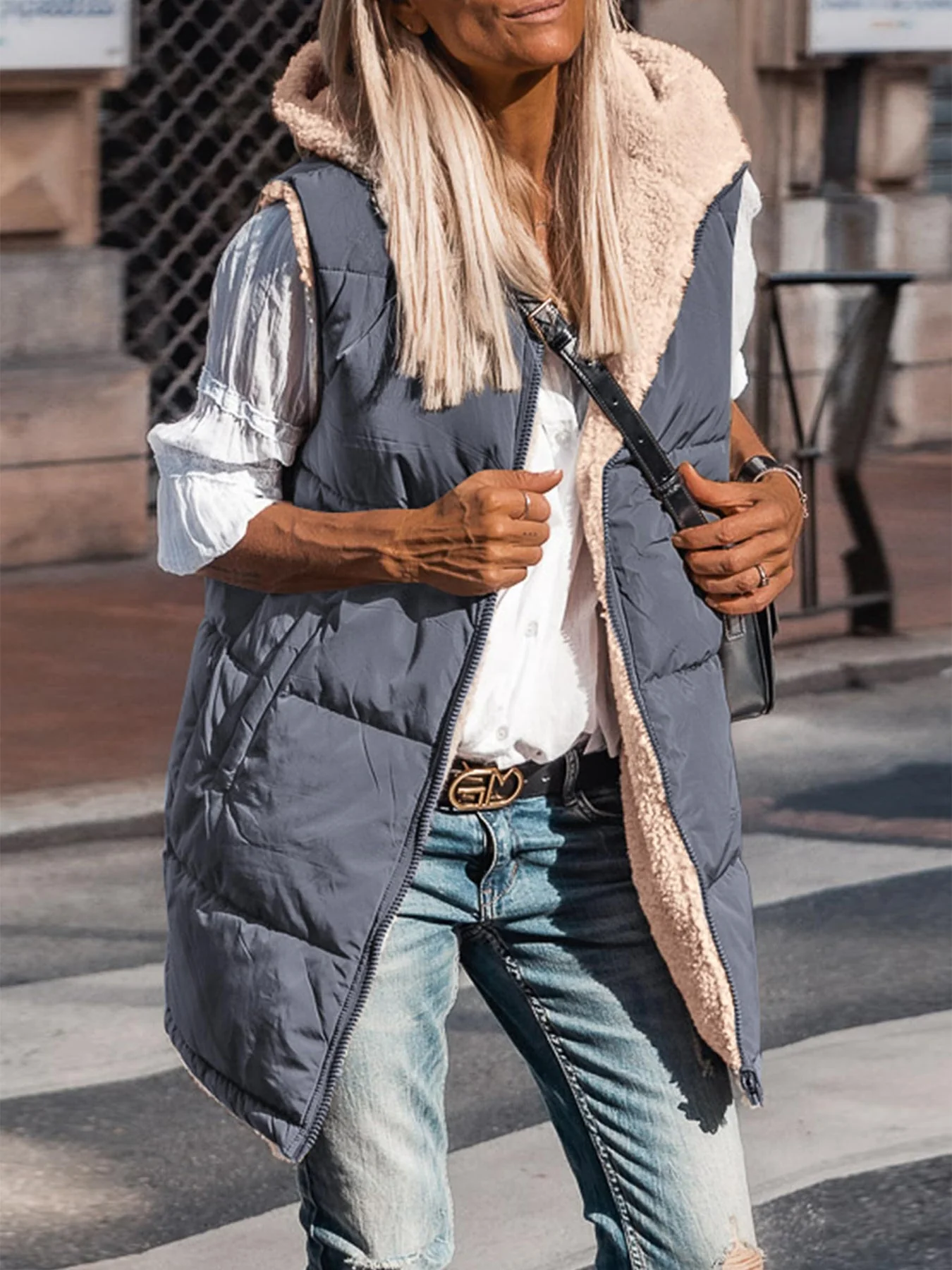 PRETTYGARDEN Womens Fall Reversible Vests Sleeveless Fleece Jacket Zip Up Hoodie Pockets Long Warm Winter Coat Outerwear - Image 77