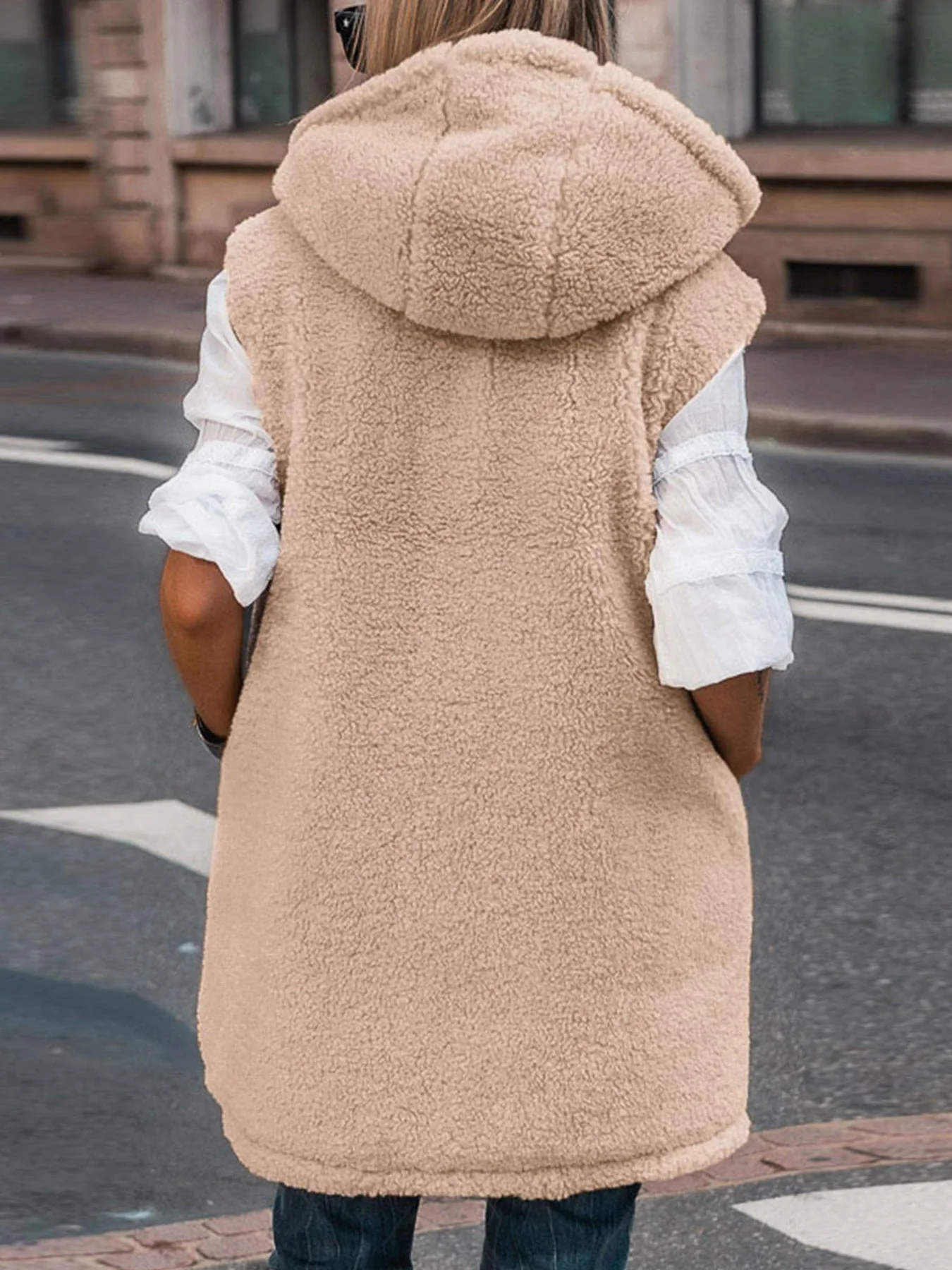 PRETTYGARDEN Womens Fall Reversible Vests Sleeveless Fleece Jacket Zip Up Hoodie Pockets Long Warm Winter Coat Outerwear - Image 79