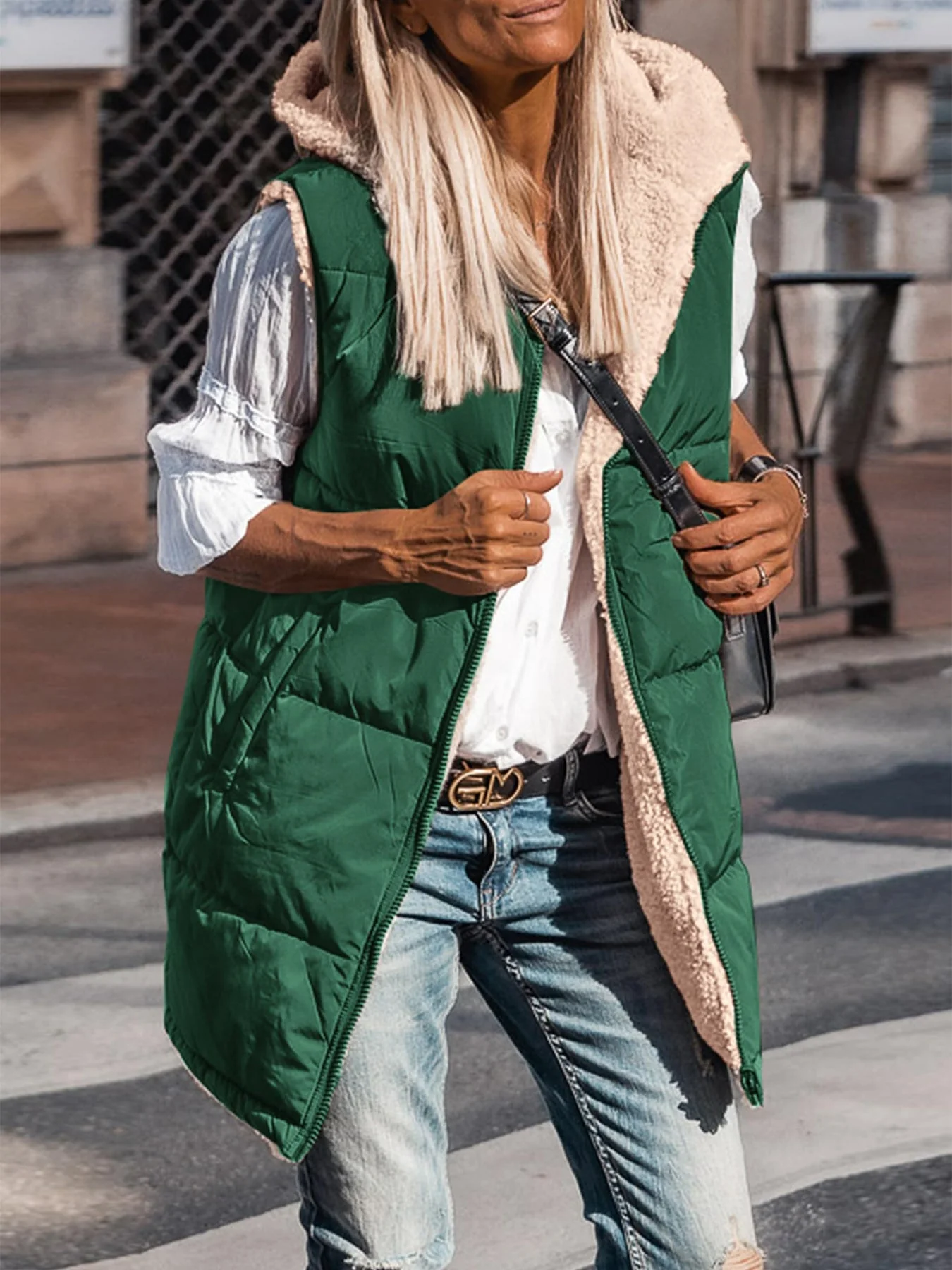 PRETTYGARDEN Womens Fall Reversible Vests Sleeveless Fleece Jacket Zip Up Hoodie Pockets Long Warm Winter Coat Outerwear - Image 80