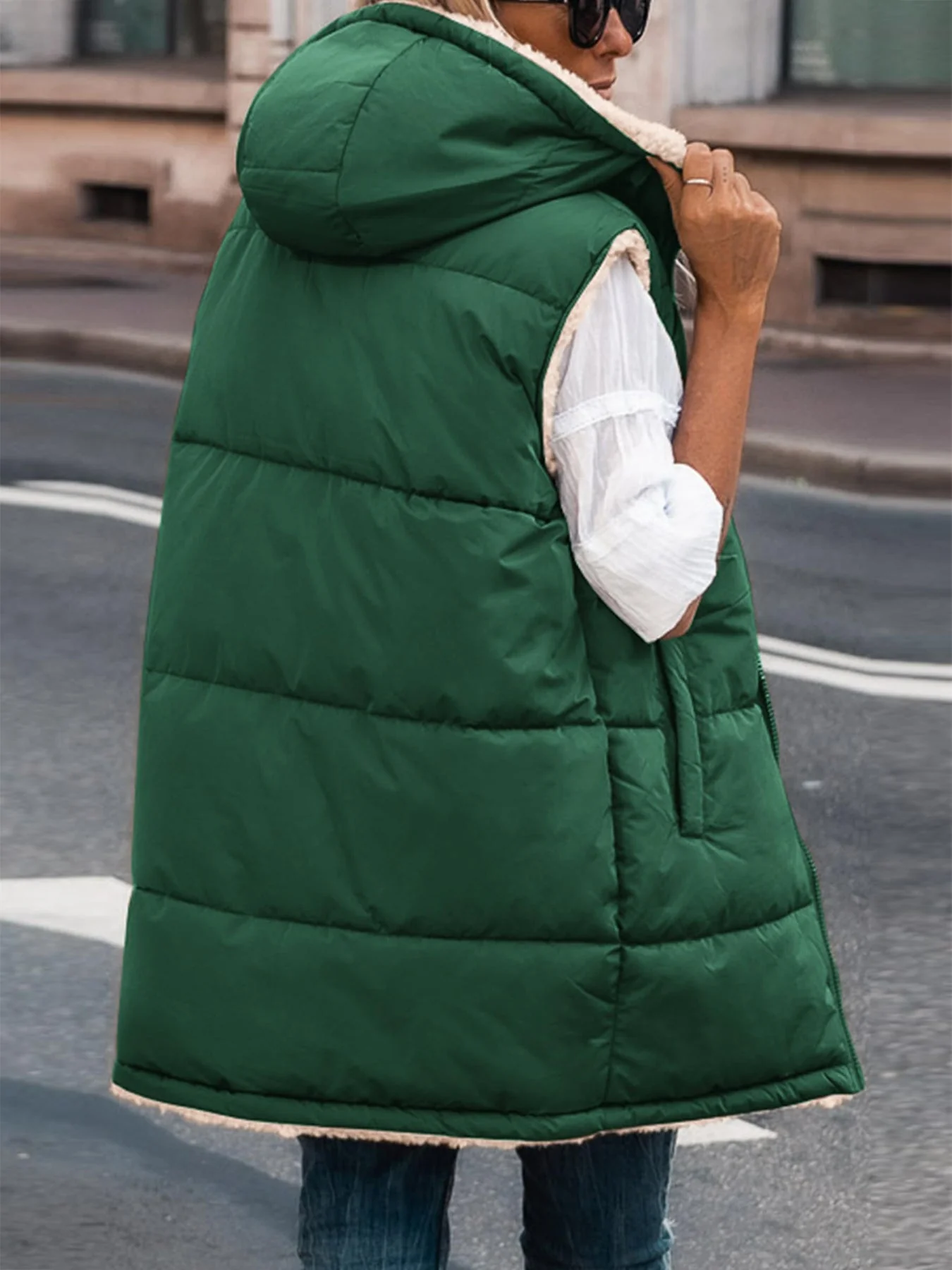 PRETTYGARDEN Womens Fall Reversible Vests Sleeveless Fleece Jacket Zip Up Hoodie Pockets Long Warm Winter Coat Outerwear - Image 81