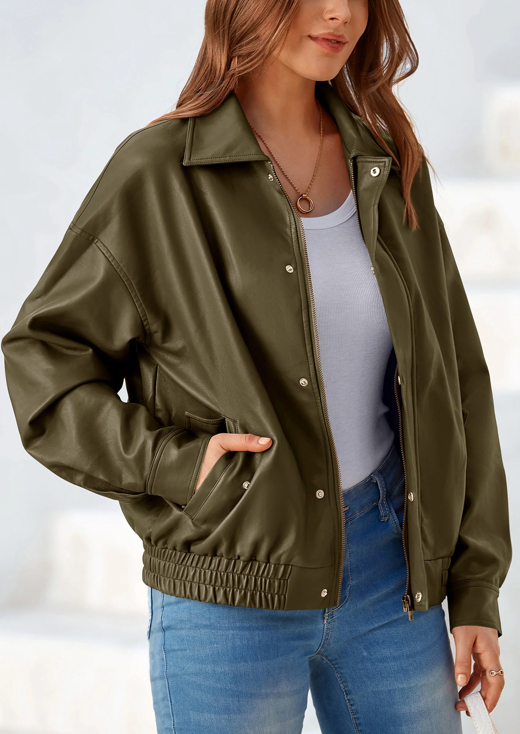 PRETTYGARDEN Women's Faux Leather Motorcycle Jacket Trendy Fall Spring Clothes Oversized Zip Up Winter Coat Outerwear - Image 19