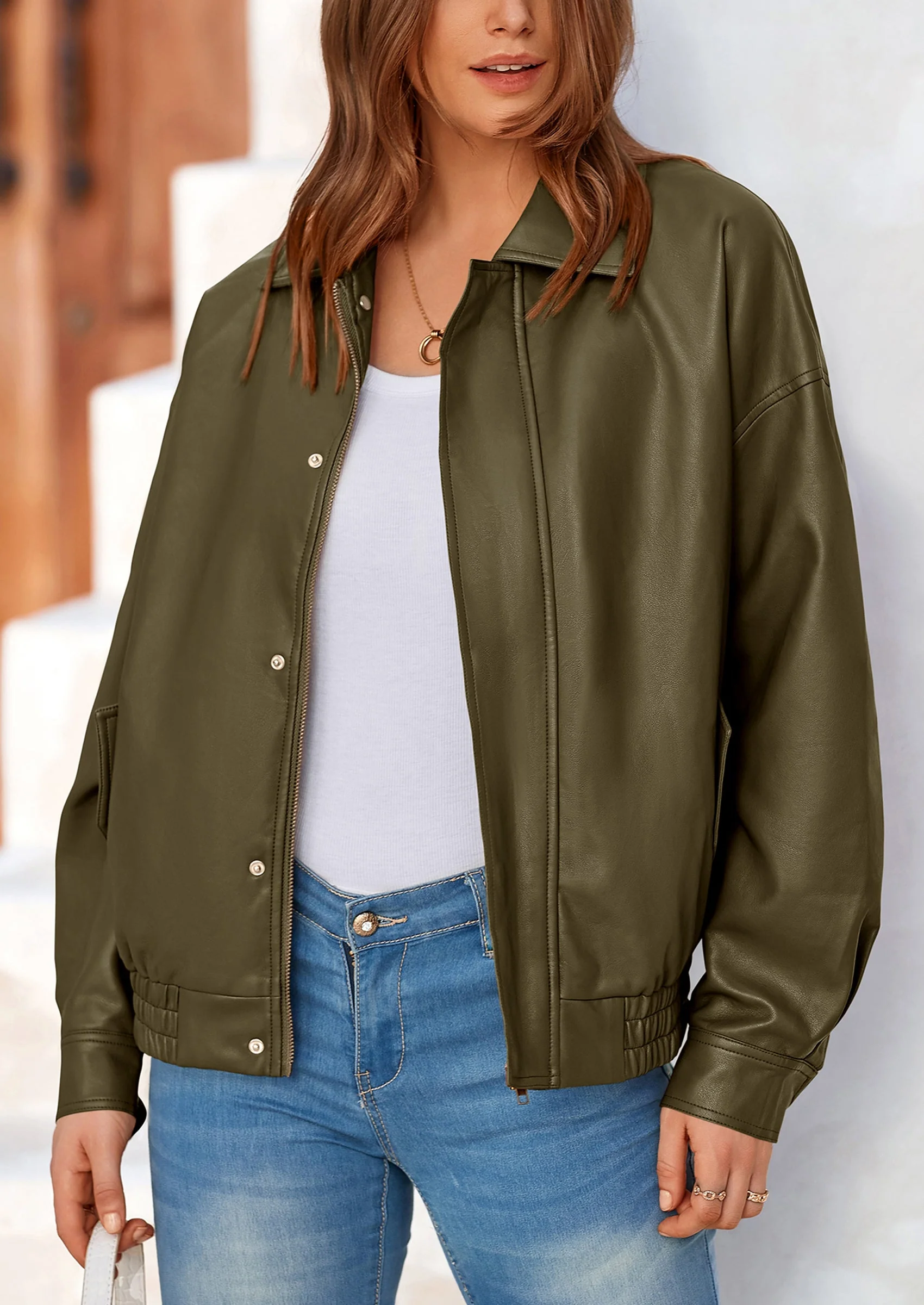 PRETTYGARDEN Women's Faux Leather Motorcycle Jacket Trendy Fall Spring Clothes Oversized Zip Up Winter Coat Outerwear - Image 21