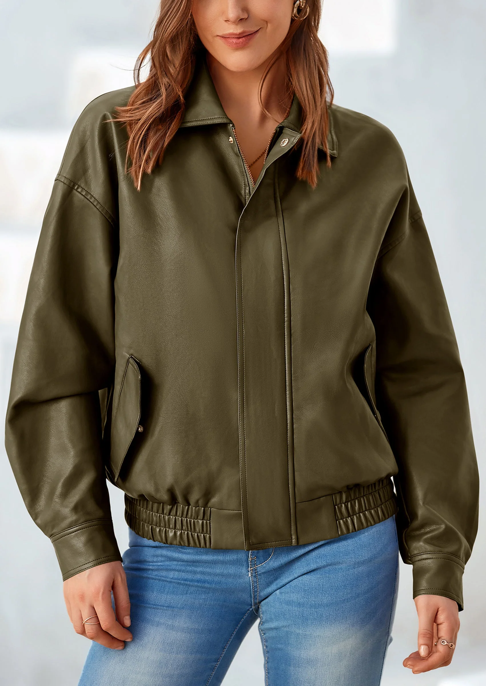 PRETTYGARDEN Women's Faux Leather Motorcycle Jacket Trendy Fall Spring Clothes Oversized Zip Up Winter Coat Outerwear - Image 22