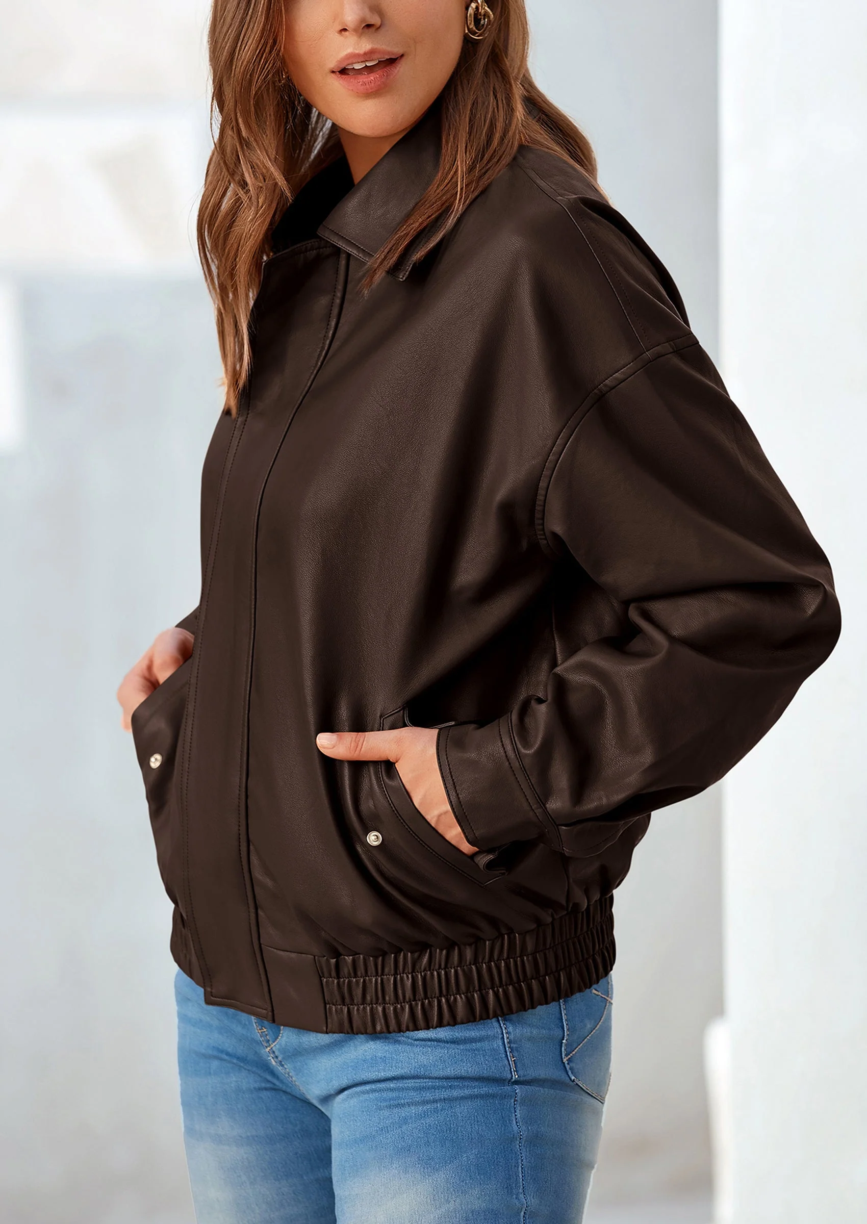 PRETTYGARDEN Women's Faux Leather Motorcycle Jacket Trendy Fall Spring Clothes Oversized Zip Up Winter Coat Outerwear - Image 38