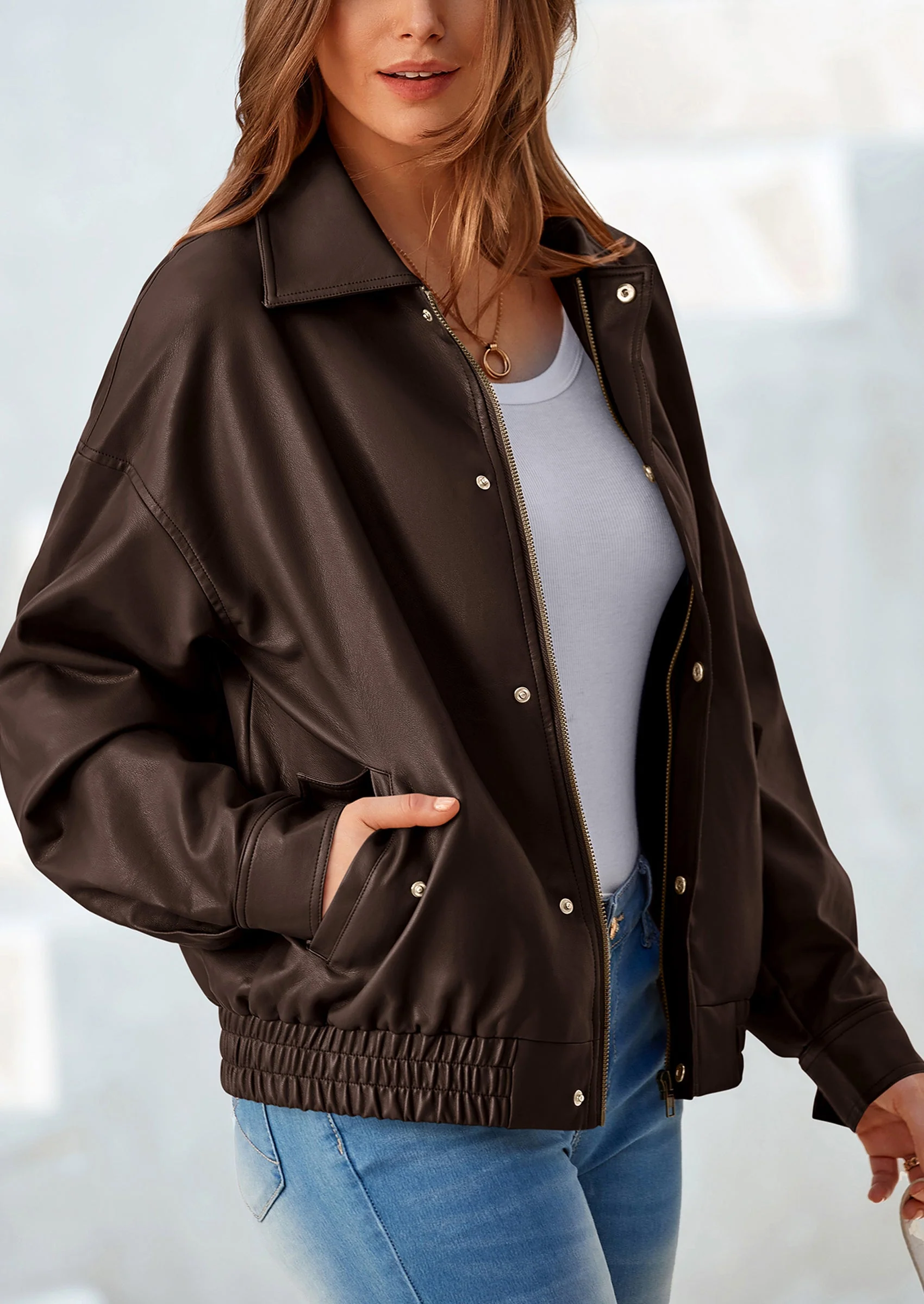 PRETTYGARDEN Women's Faux Leather Motorcycle Jacket Trendy Fall Spring Clothes Oversized Zip Up Winter Coat Outerwear - Image 39