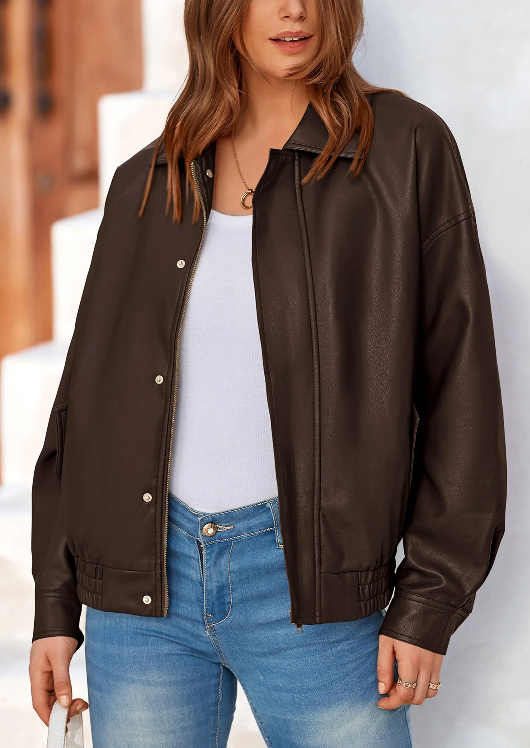 PRETTYGARDEN Women's Faux Leather Motorcycle Jacket Trendy Fall Spring Clothes Oversized Zip Up Winter Coat Outerwear - Image 40