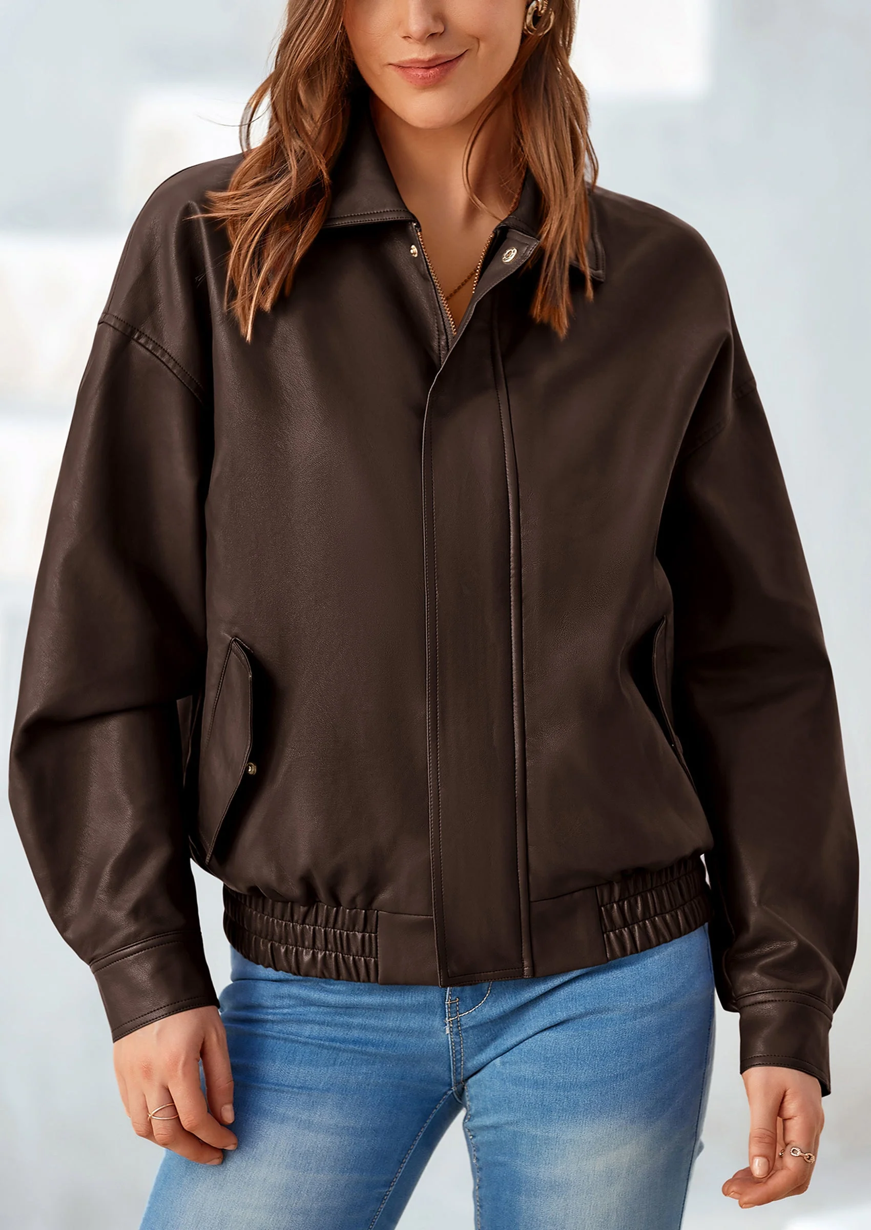 PRETTYGARDEN Women's Faux Leather Motorcycle Jacket Trendy Fall Spring Clothes Oversized Zip Up Winter Coat Outerwear - Image 41