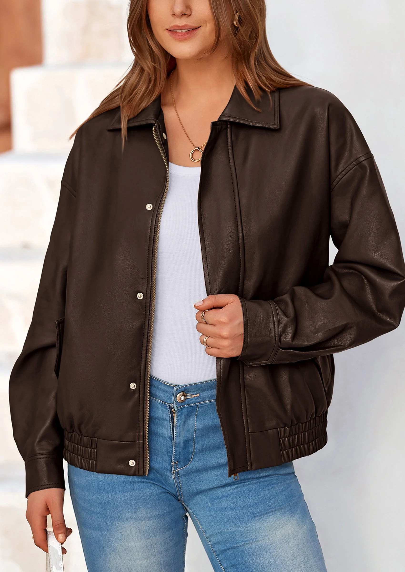 PRETTYGARDEN Women's Faux Leather Motorcycle Jacket Trendy Fall Spring Clothes Oversized Zip Up Winter Coat Outerwear - Image 44