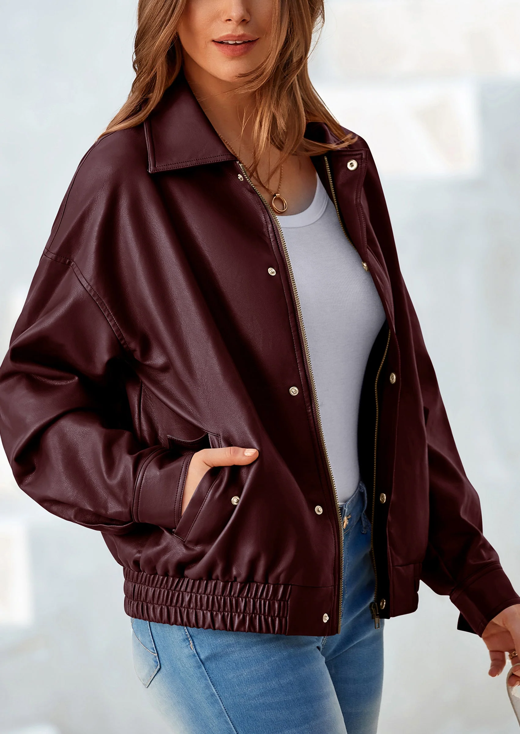 PRETTYGARDEN Women's Faux Leather Motorcycle Jacket Trendy Fall Spring Clothes Oversized Zip Up Winter Coat Outerwear - Image 48