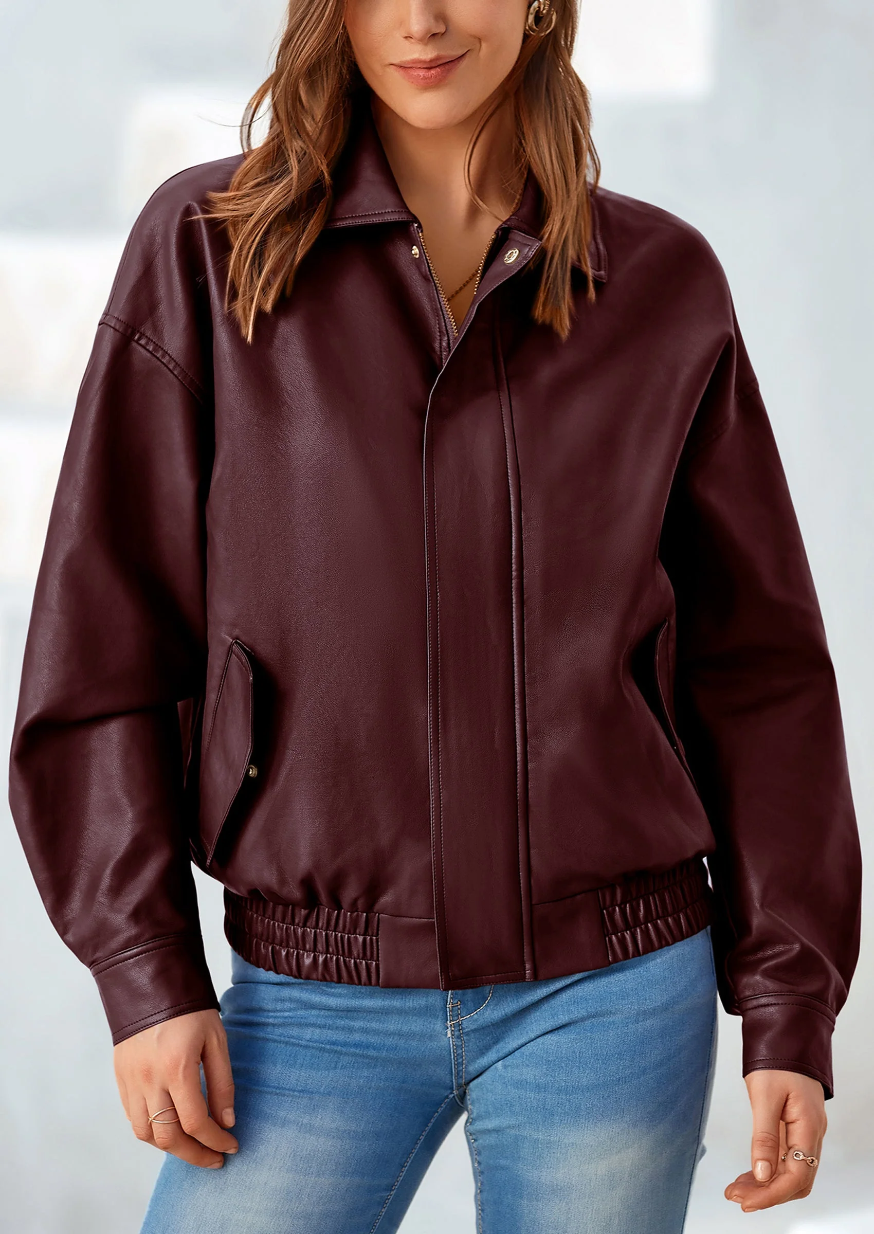 PRETTYGARDEN Women's Faux Leather Motorcycle Jacket Trendy Fall Spring Clothes Oversized Zip Up Winter Coat Outerwear - Image 49