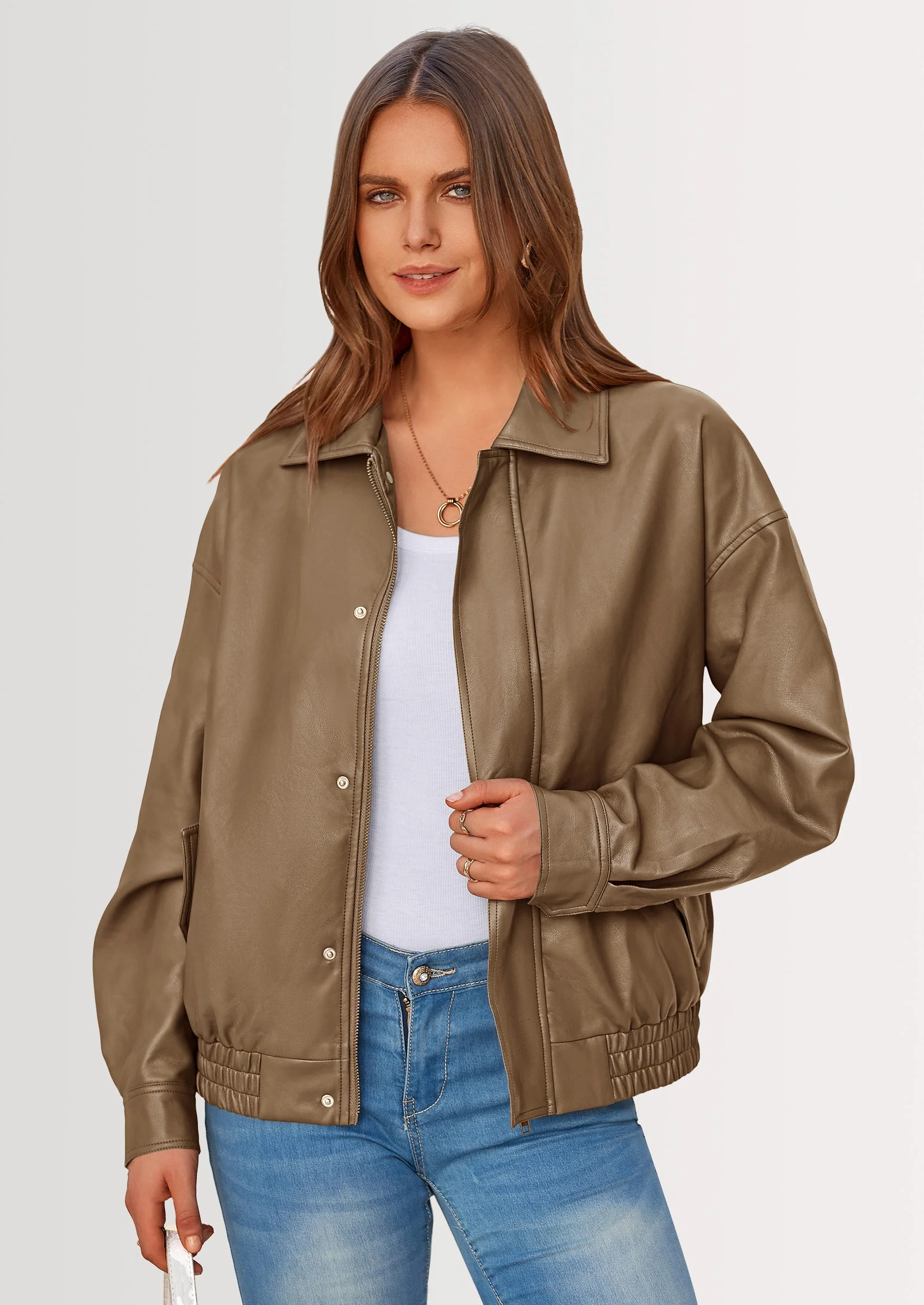 PRETTYGARDEN Women's Faux Leather Motorcycle Jacket Trendy Fall Spring Clothes Oversized Zip Up Winter Coat Outerwear - Image 51