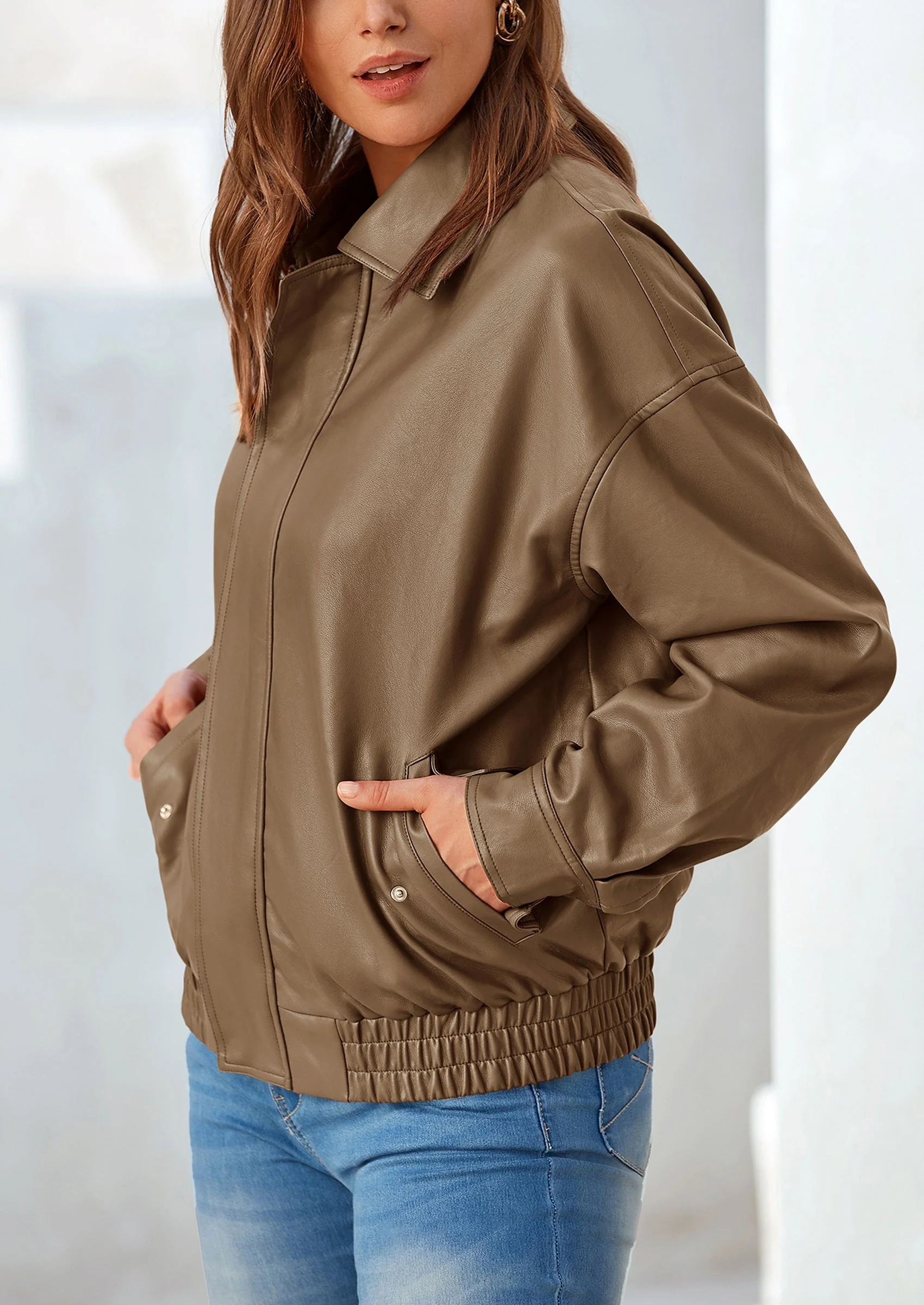 PRETTYGARDEN Women's Faux Leather Motorcycle Jacket Trendy Fall Spring Clothes Oversized Zip Up Winter Coat Outerwear - Image 52