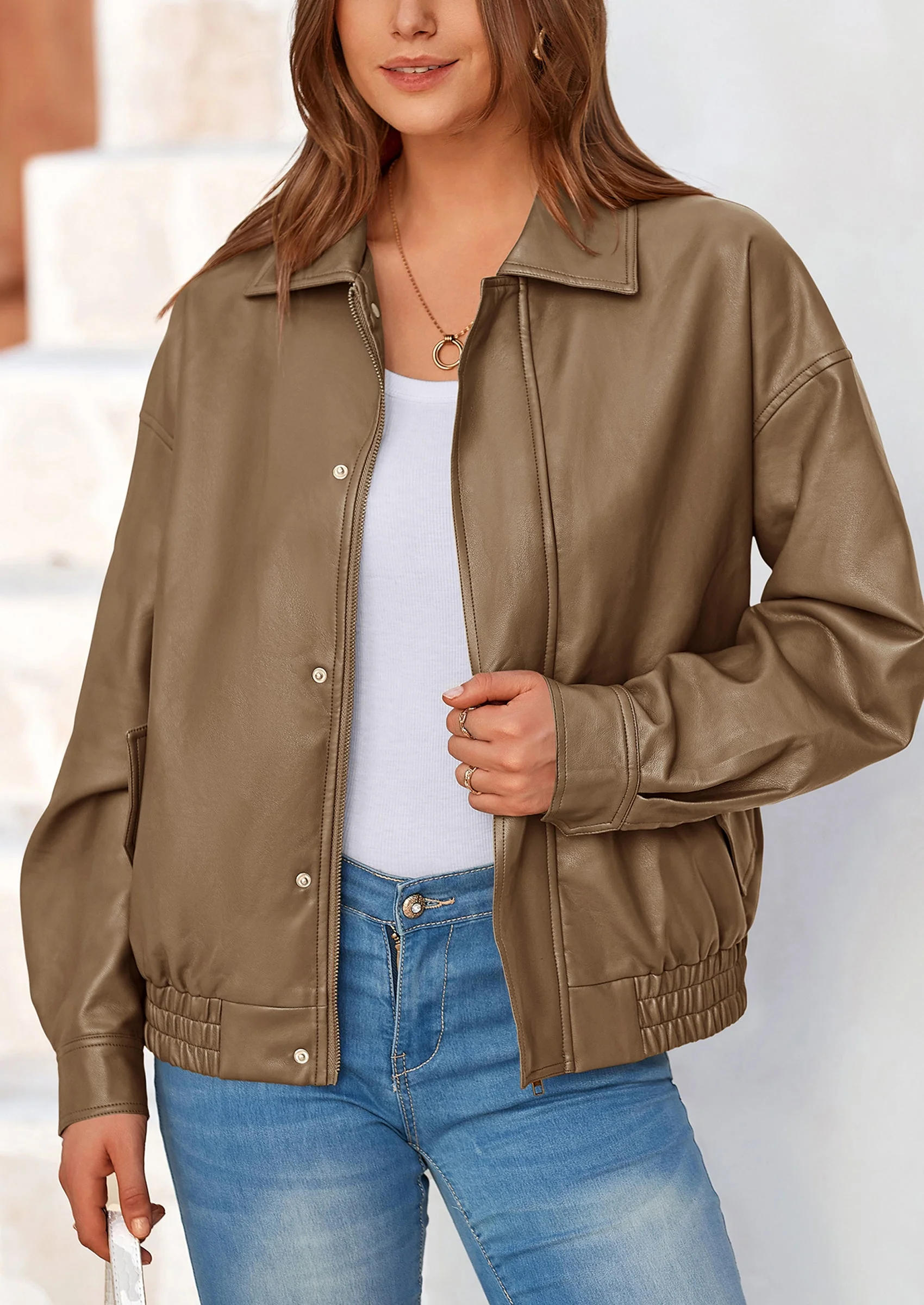 PRETTYGARDEN Women's Faux Leather Motorcycle Jacket Trendy Fall Spring Clothes Oversized Zip Up Winter Coat Outerwear - Image 53