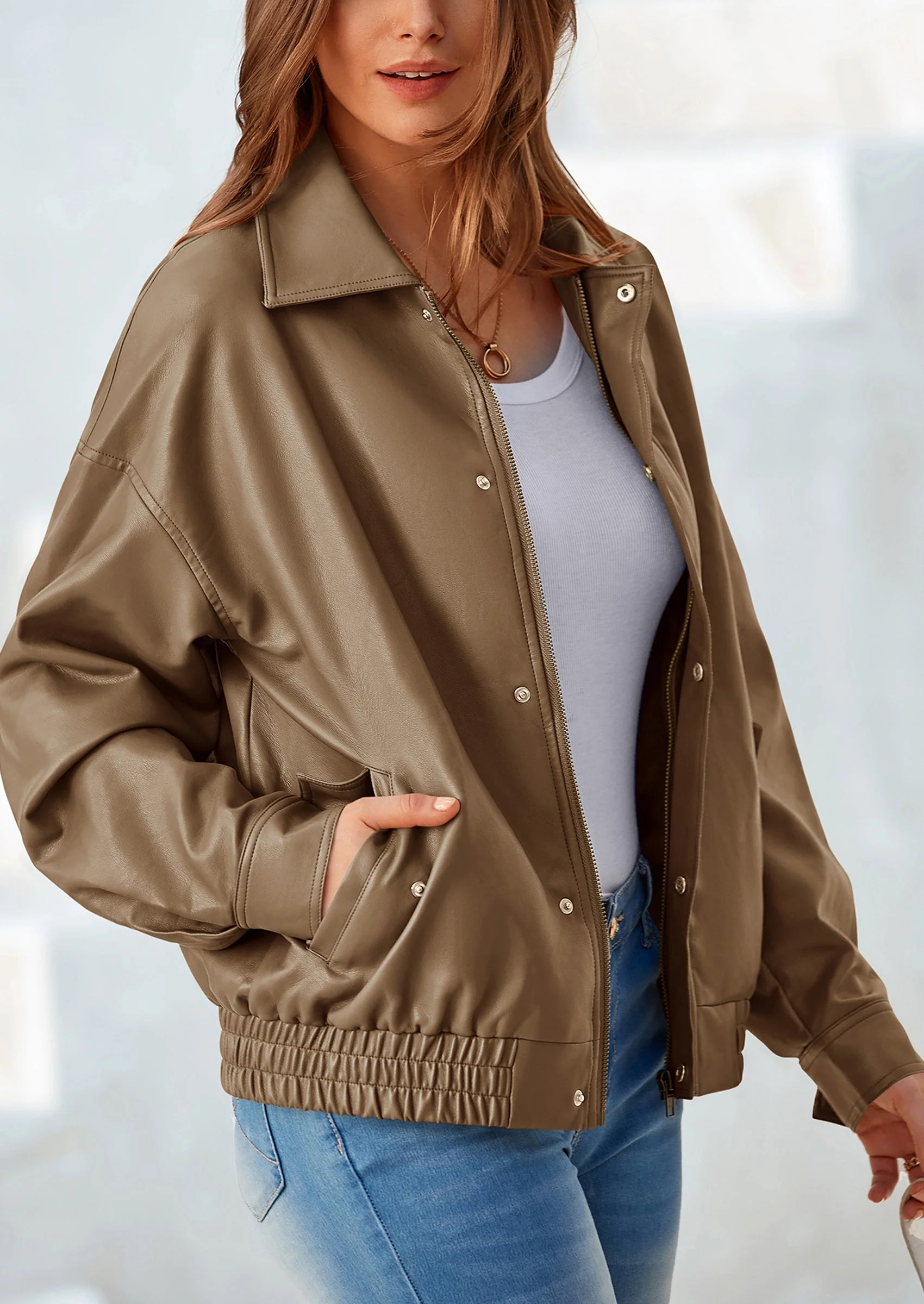 PRETTYGARDEN Women's Faux Leather Motorcycle Jacket Trendy Fall Spring Clothes Oversized Zip Up Winter Coat Outerwear - Image 54