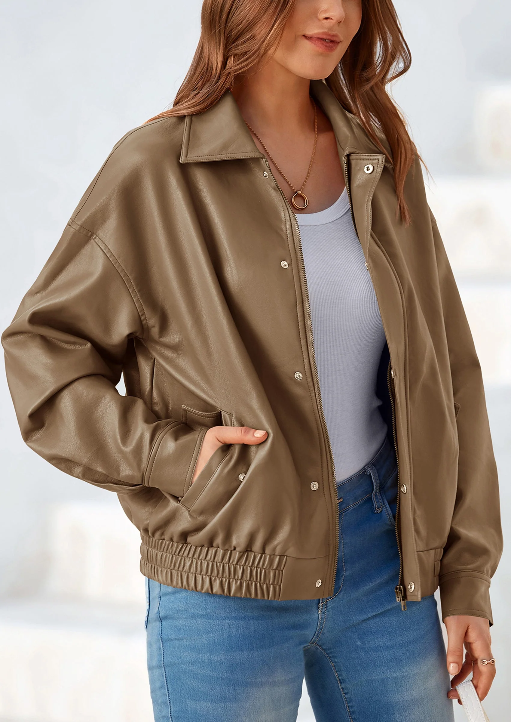 PRETTYGARDEN Women's Faux Leather Motorcycle Jacket Trendy Fall Spring Clothes Oversized Zip Up Winter Coat Outerwear - Image 55