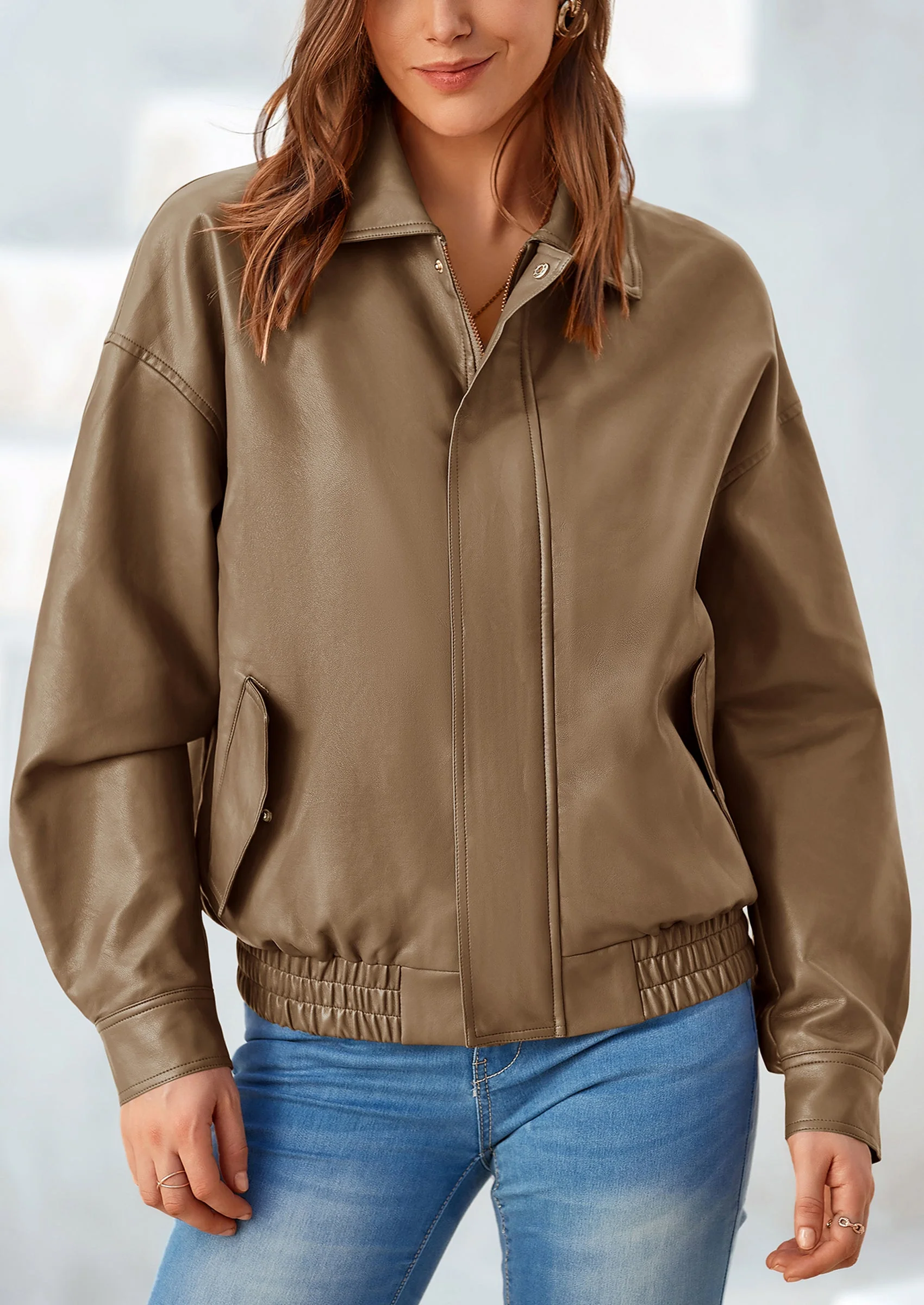 PRETTYGARDEN Women's Faux Leather Motorcycle Jacket Trendy Fall Spring Clothes Oversized Zip Up Winter Coat Outerwear - Image 56