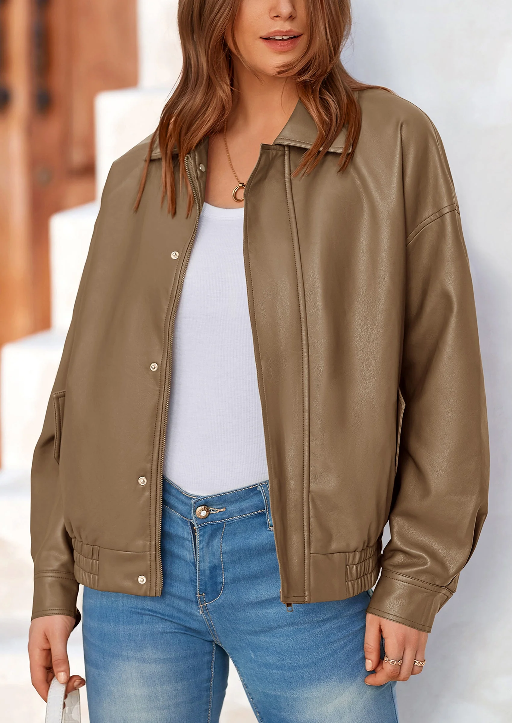 PRETTYGARDEN Women's Faux Leather Motorcycle Jacket Trendy Fall Spring Clothes Oversized Zip Up Winter Coat Outerwear - Image 57