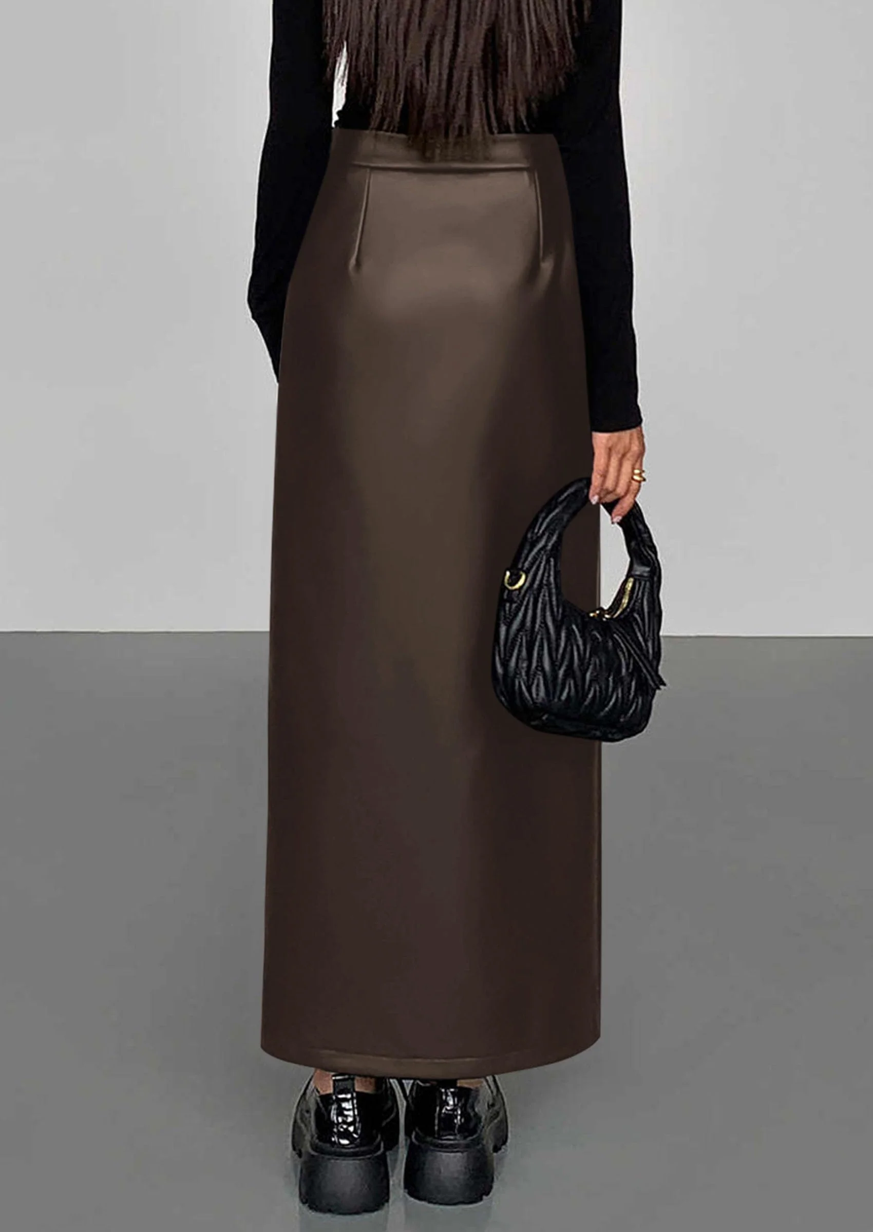 PRETTYGARDEN Womens Faux Leather Skirt Fall Bodycon High Waisted Slit Dressy Casual Winter Maxi Long Pencil Skirts - Image 21