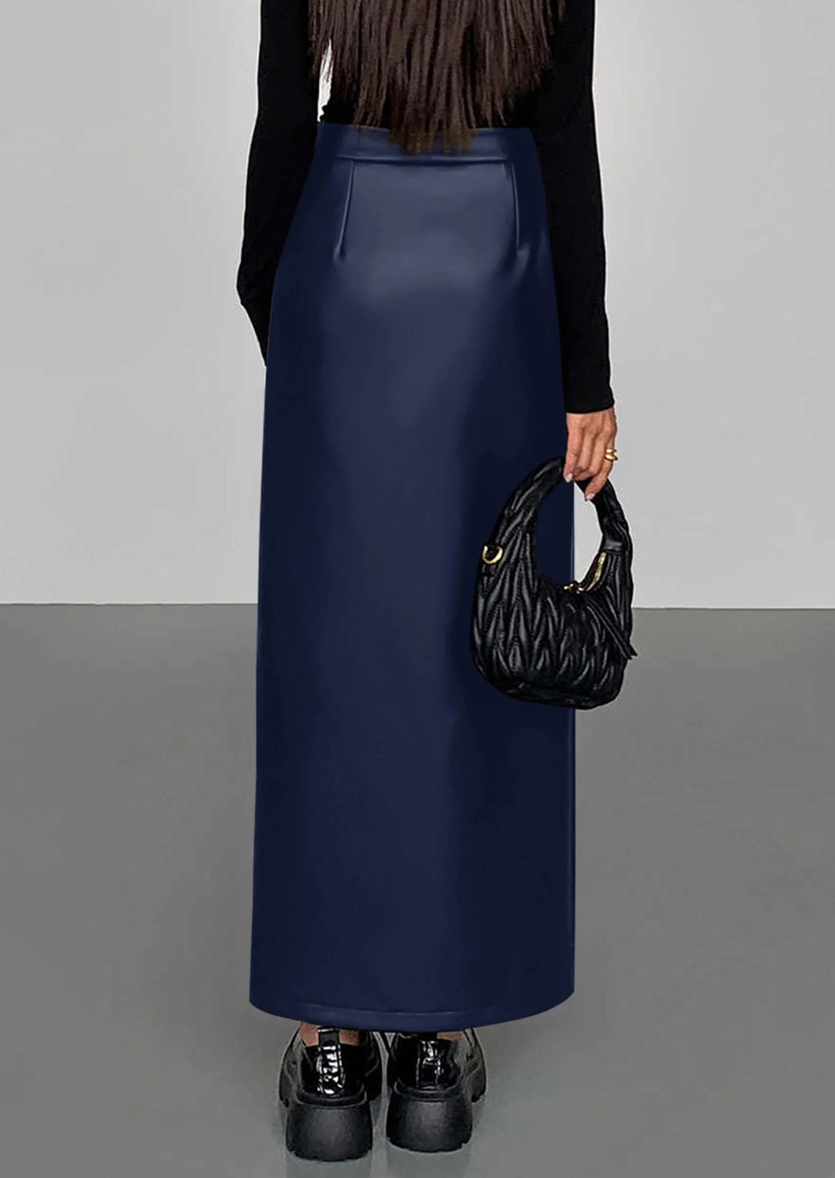 PRETTYGARDEN Womens Faux Leather Skirt Fall Bodycon High Waisted Slit Dressy Casual Winter Maxi Long Pencil Skirts - Image 36